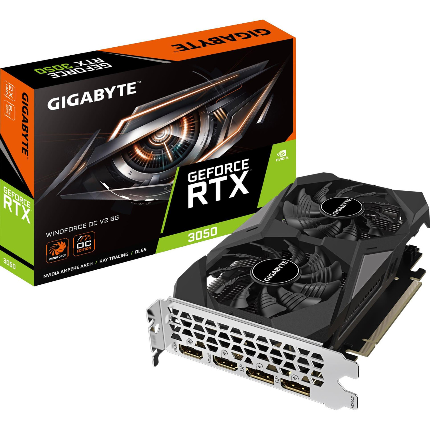 Відеокарта Gigabyte RTX 3050 6Gb WINDFORCE OC V2 (GV-N3050WF2OCV2-6GD) (GDDR6, 96 bit, PCI-E v4.0 x8)