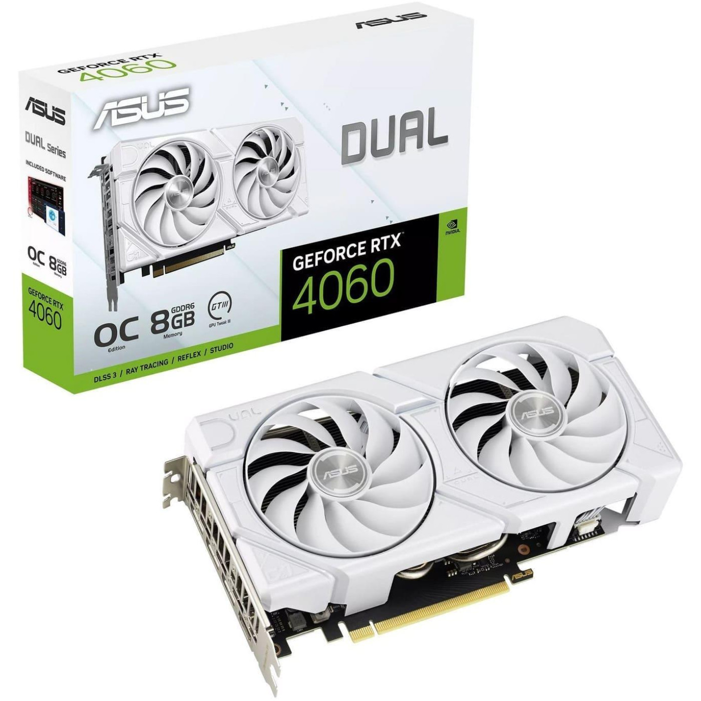 Відеокарта ASUS RTX 4060 8GB DUAL OC EVO WHITE (DUAL-RTX4060-O8G-EVO-WHITE) (GDDR6, 128 bit, PCI-E v4.0 x8) Б/в