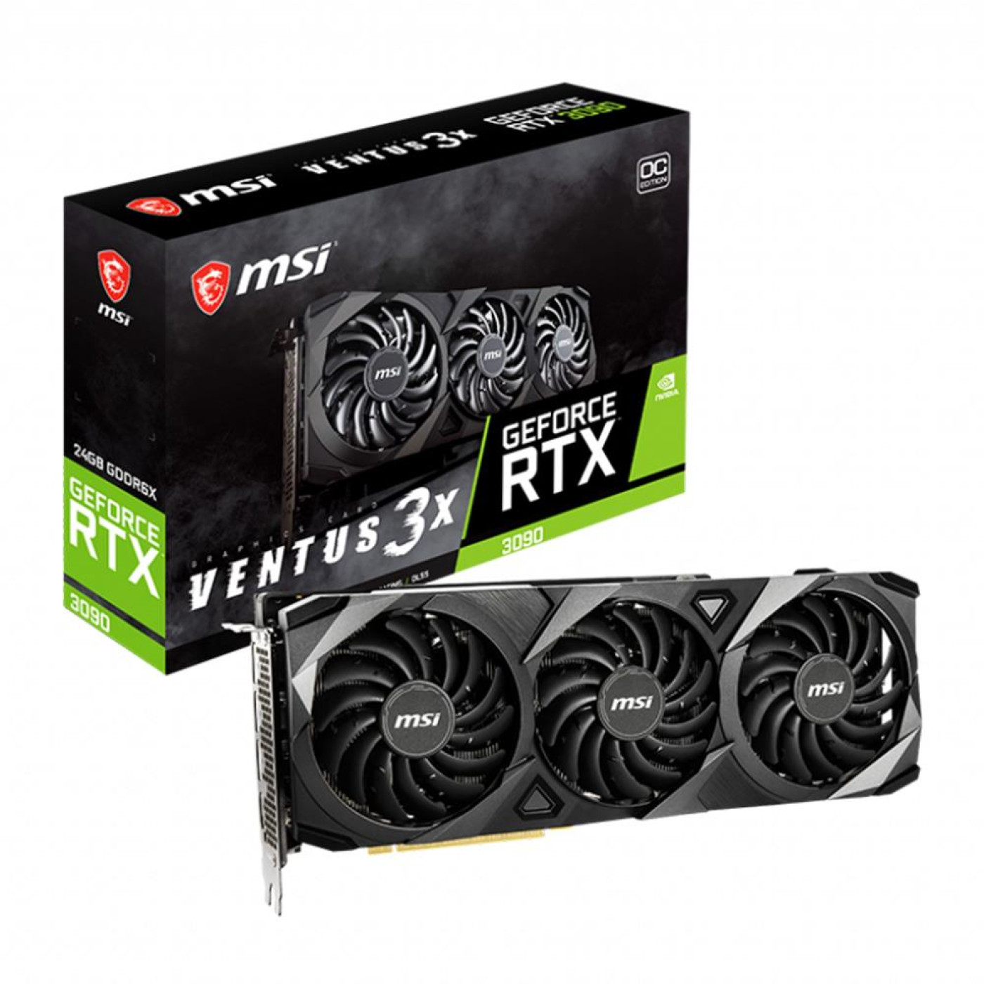 Видеокарта MSI RTX 3090 24Gb Ventus 3X OC (RTX 3090 VENTUS 3X 24G OC) (GDDR6X, 384 bit, PCI-E v4.0 x16) Б/у