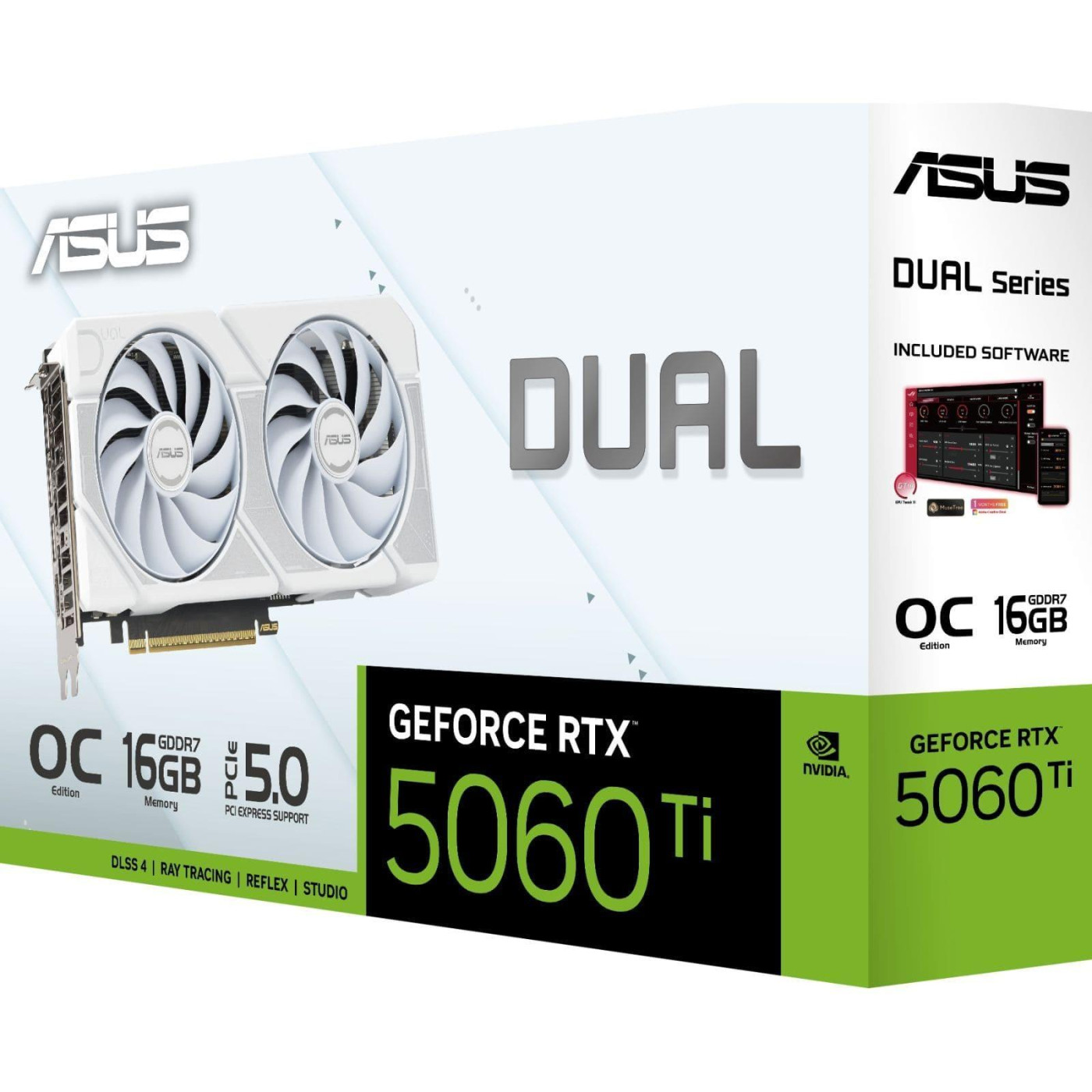 Відеокарта ASUS RTX 5060 TI 16GB Dual OC WHITE (DUAL-RTX5060TI-O16G-WHITE) (GDDR7, 128 bit, PCI-E v5.0 x8)