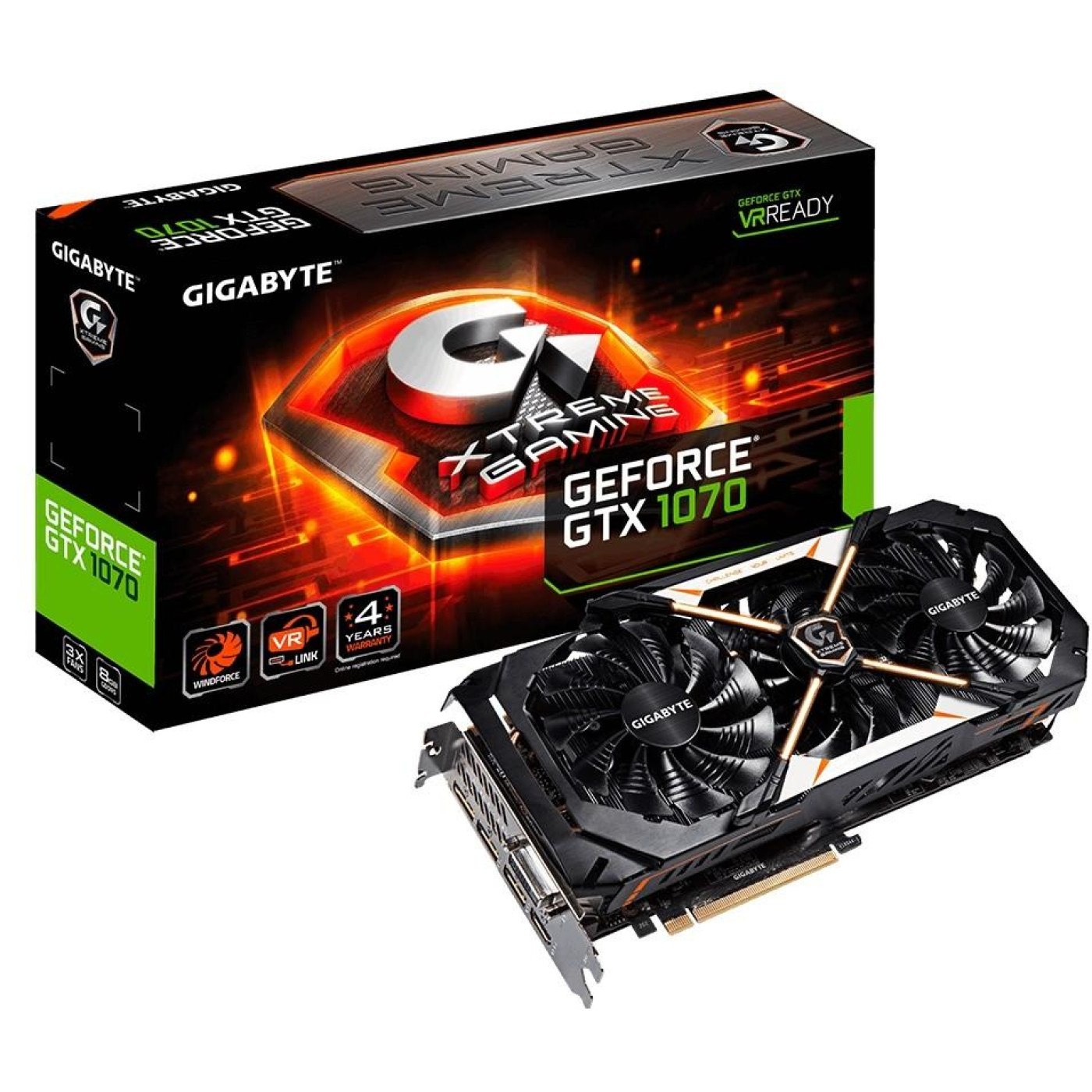 Відеокарта Gigabyte GTX 1070 8Gb Xtreme Gaming (GV-N1070XTREME-8GD) (GDDR5, 256 bit, PCI-E 3.0 x16) Б/в,U1