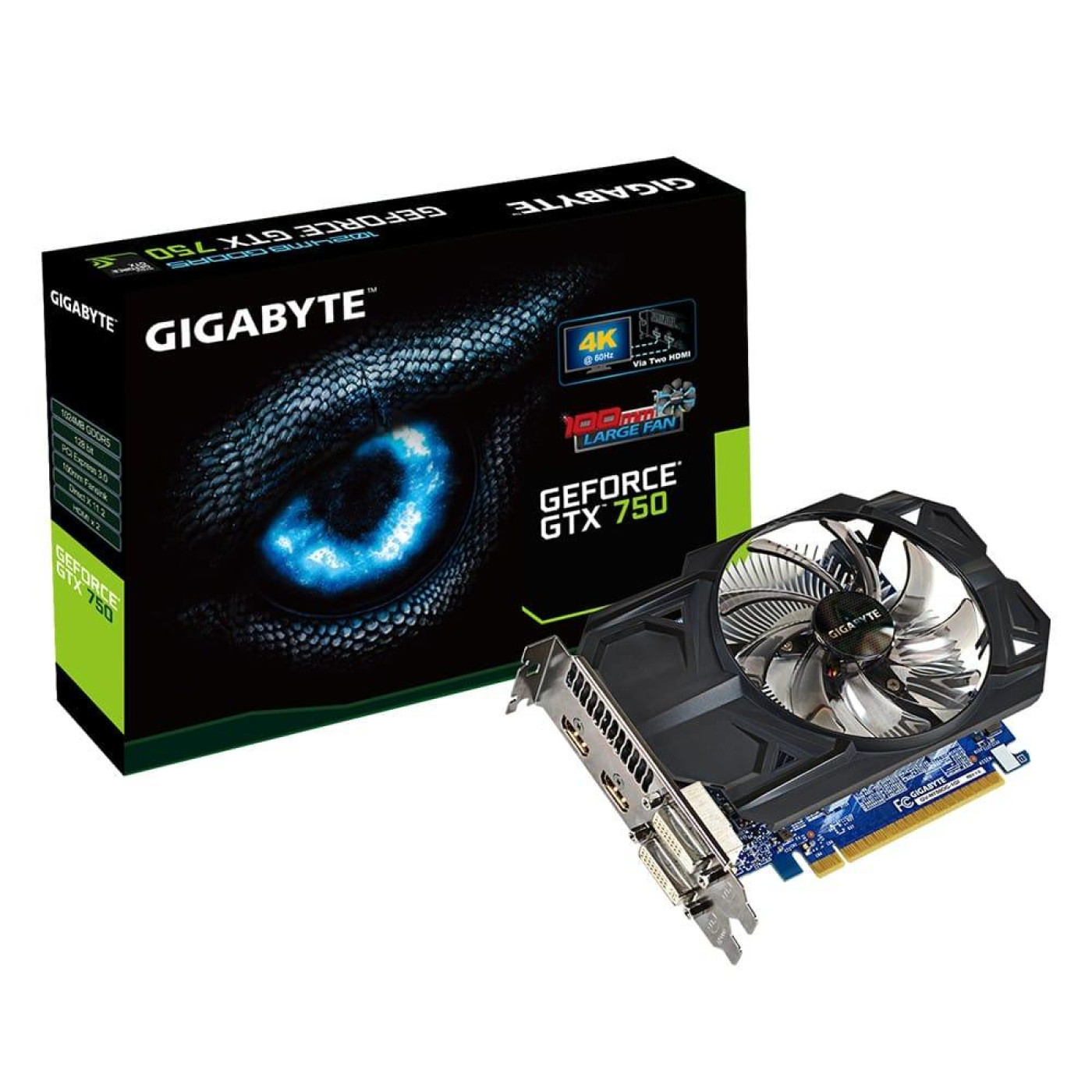 Видеокарта Gigabyte GTX 750 1Gb (GV-N750OC-1GI) (GDDR5, 128 bit, PCI-E 3.0 x16) Б/у