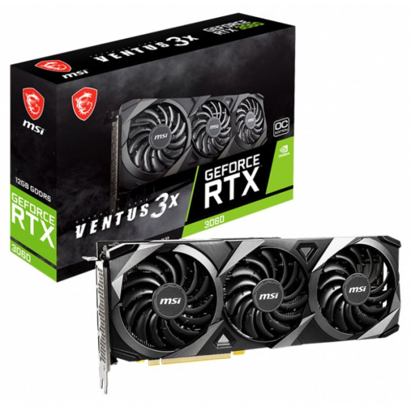 Відеокарта MSI RTX 3060 12Gb Ventus 3X OC (RTX 3060 VENTUS 3X 12G OC NO LHR) (GDDR6, 192 bit, PCI-E 4.0 x16) Б/в