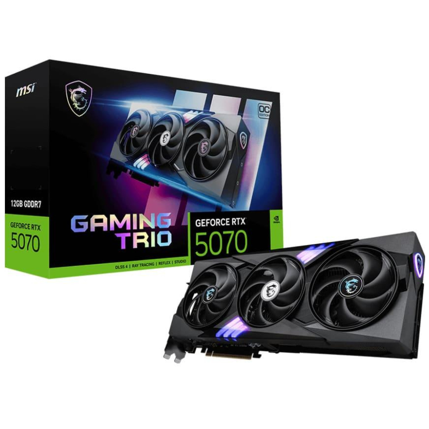 Видеокарта MSI RTX 5070 12G GAMING TRIO OC (RTX 5070 12G GAMING TRIO OC) (GDDR7, 192 bit, PCI-E v5.0 x16)