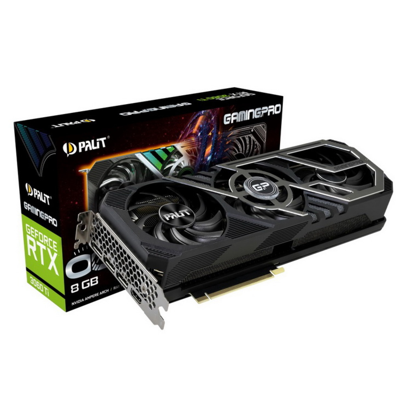 Видеокарта Palit RTX 3060Ti 8Gb GamingPro (NE6306T019P2-1041A) (GDDR6, 256 bit, PCI-E v4.0 x16) Б/у