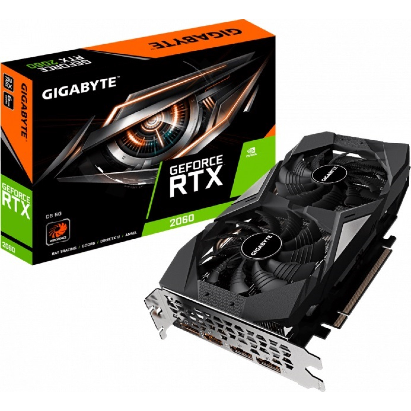 Відеокарта Gigabyte RTX 2060 6Gb D6 (GV-N2060D6-6GD) (GDDR6, 192 bit, PCI-E 3.0 x16) Б/в