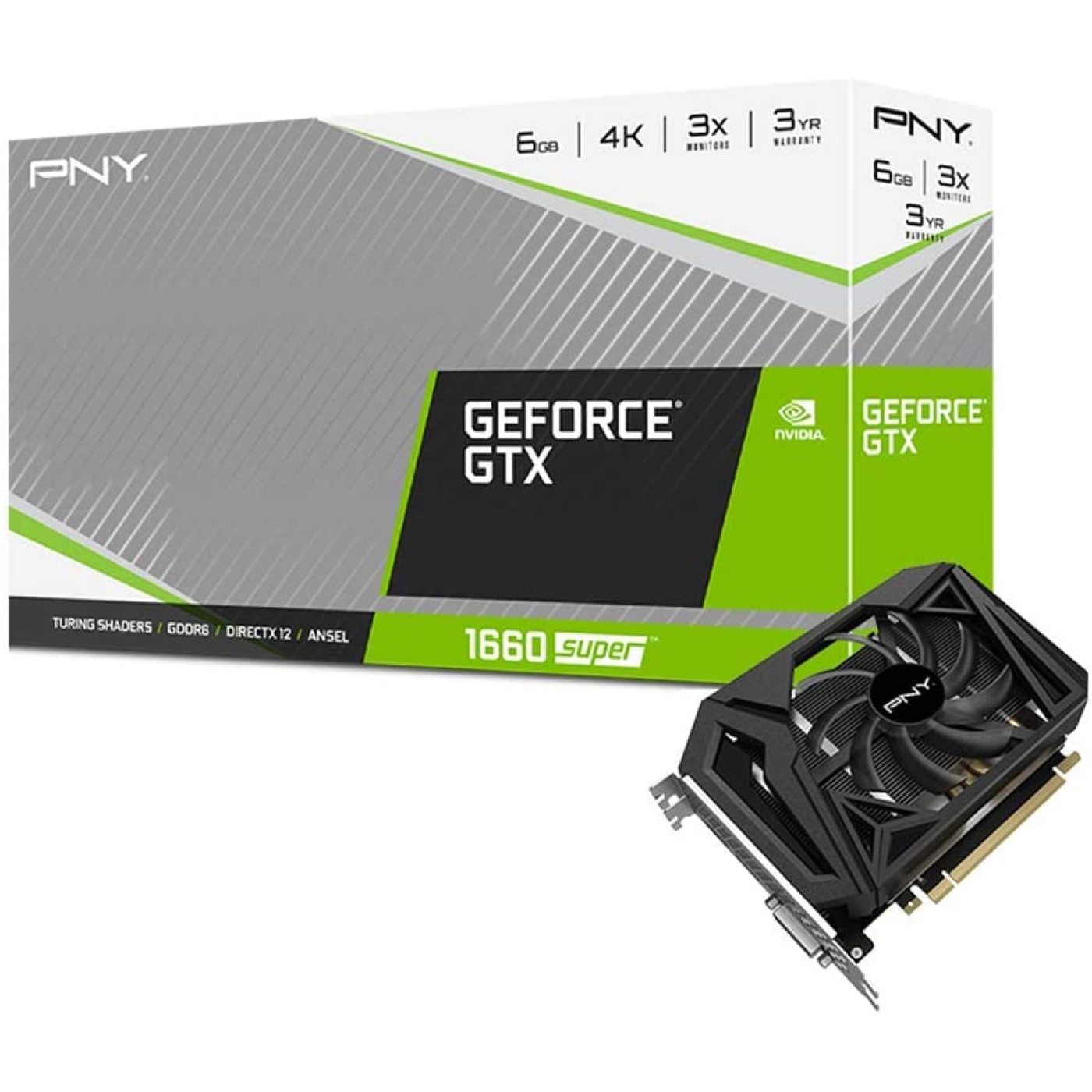 Відеокарта PNY GTX 1660 6GB Super OC Single Fan (VCG16606SSFPPB) (GDDR6, 192 bit, PCI-E 3.0 x16) Б/в