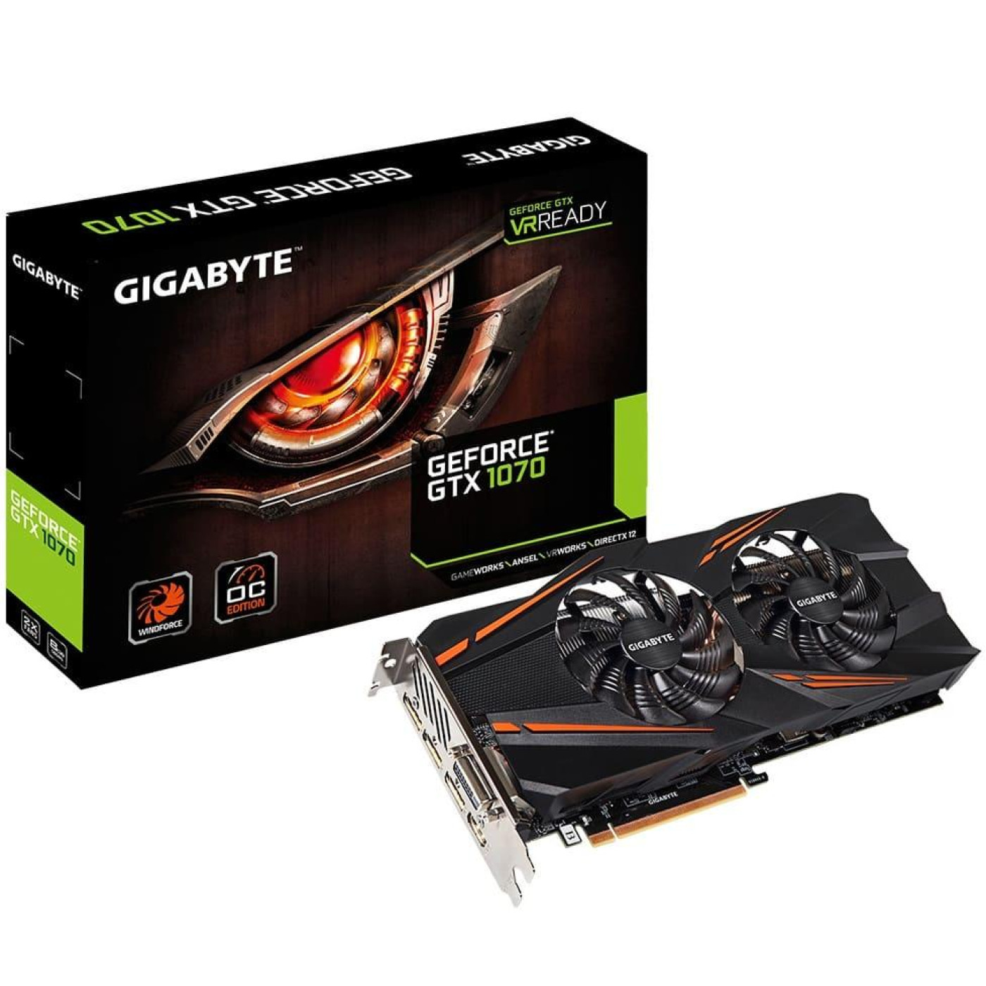 Відеокарта Gigabyte GTX 1070 8Gb Windforce OC (GV-N1070WF2OC-8GD) (GDDR5, 256 bit, PCI-E v3.0) Б/в