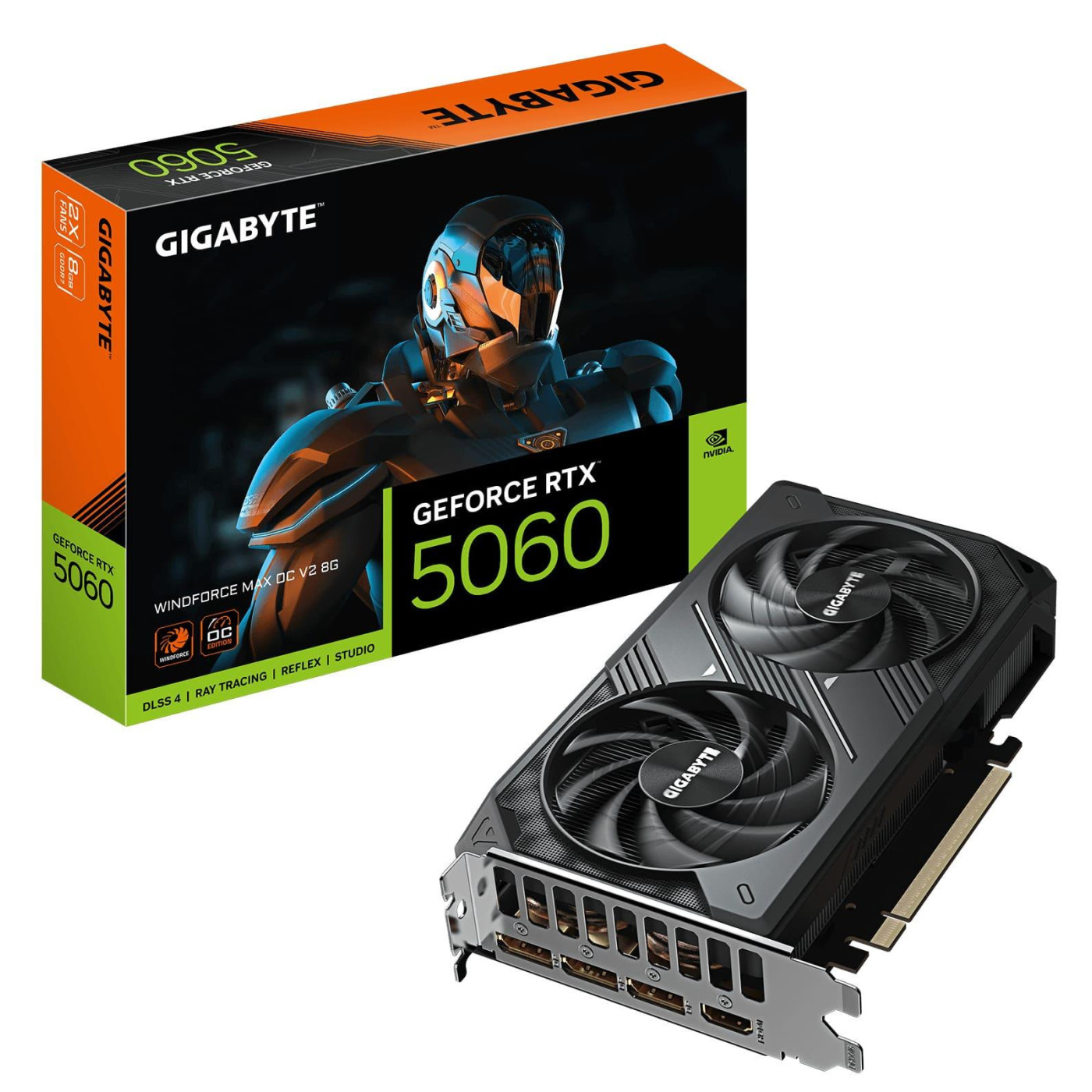 Видеокарта GIGABYTE RTX 5060 8G WINDFORCE MAX OC V2 (GV-N5060WF2MAX OCV2-8GD) (GDDR7, 128 bit, PCI-E v5.0 x16)