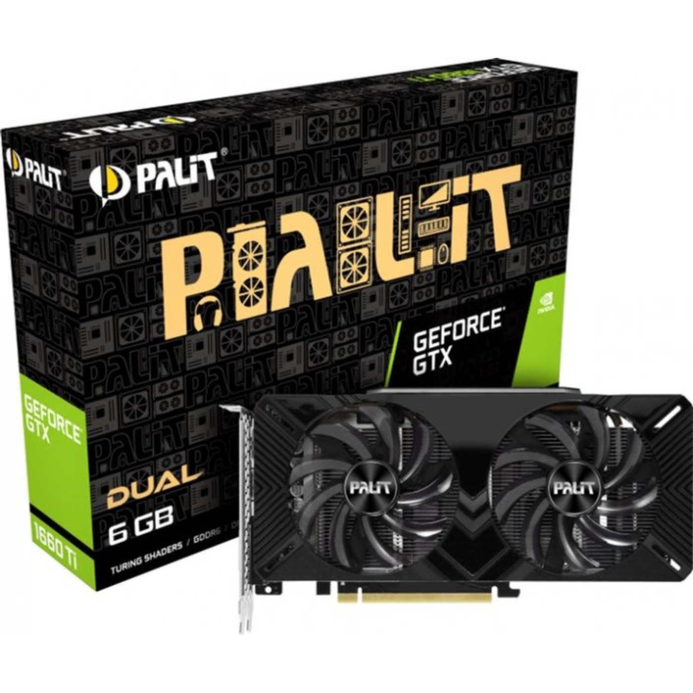 Видеокарта Palit GTX 1660Ti 6GB Dual (NE6166S018J9-1160A-1) (NE6166T018J9-1160C) (GDDR6, 192 bit, PCI-E 3.0 x16) Б/у