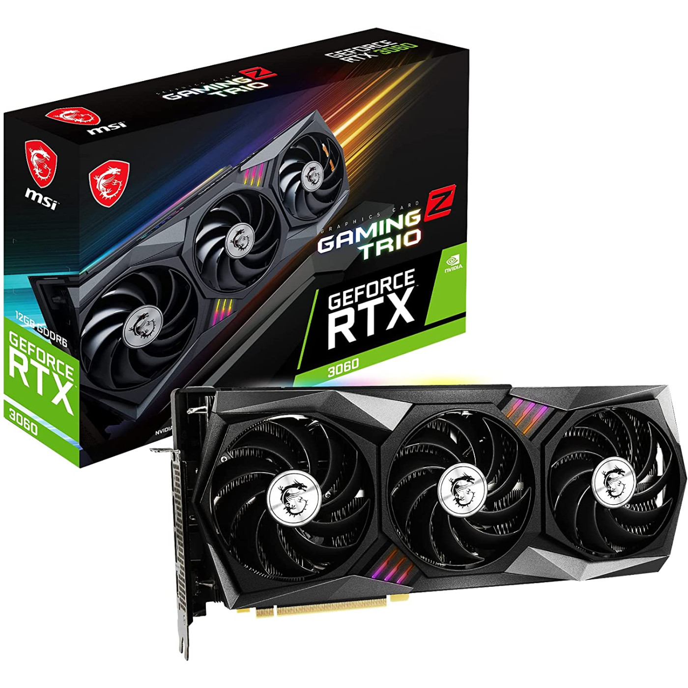 Відеокарта MSI RTX 3060 12Gb Gaming Z TRIO LHR (RTX 3060 GAMING Z TRIO 12G) (GDDR6, 192 bit, PCI-E v4.0 x16) Б/в