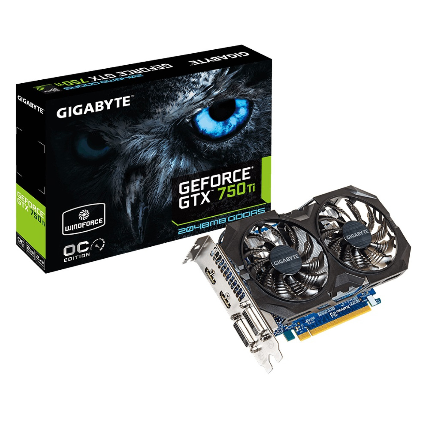 Видеокарта Gigabyte GTX 750Ti 2Gb (GV-N75TOC2-2GI) (GDDR5, 128 bit, PCI-E 3.0 x16) Б/у