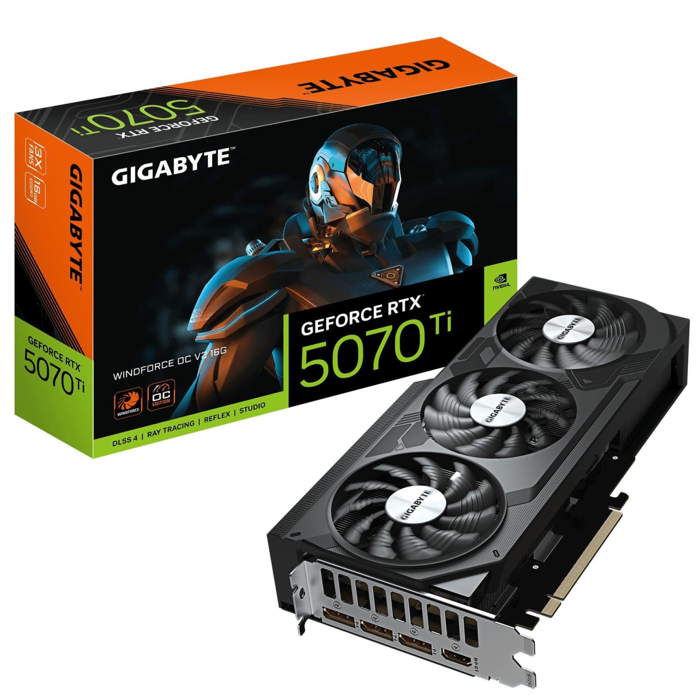 Видеокарта Gigabyte RTX 5070 Ti 16GB WINDFORCE OC V2 (GV-N507TWF3OCV2-16GD) (GDDR7, 256 bit, PCI-E v5.0 x16)