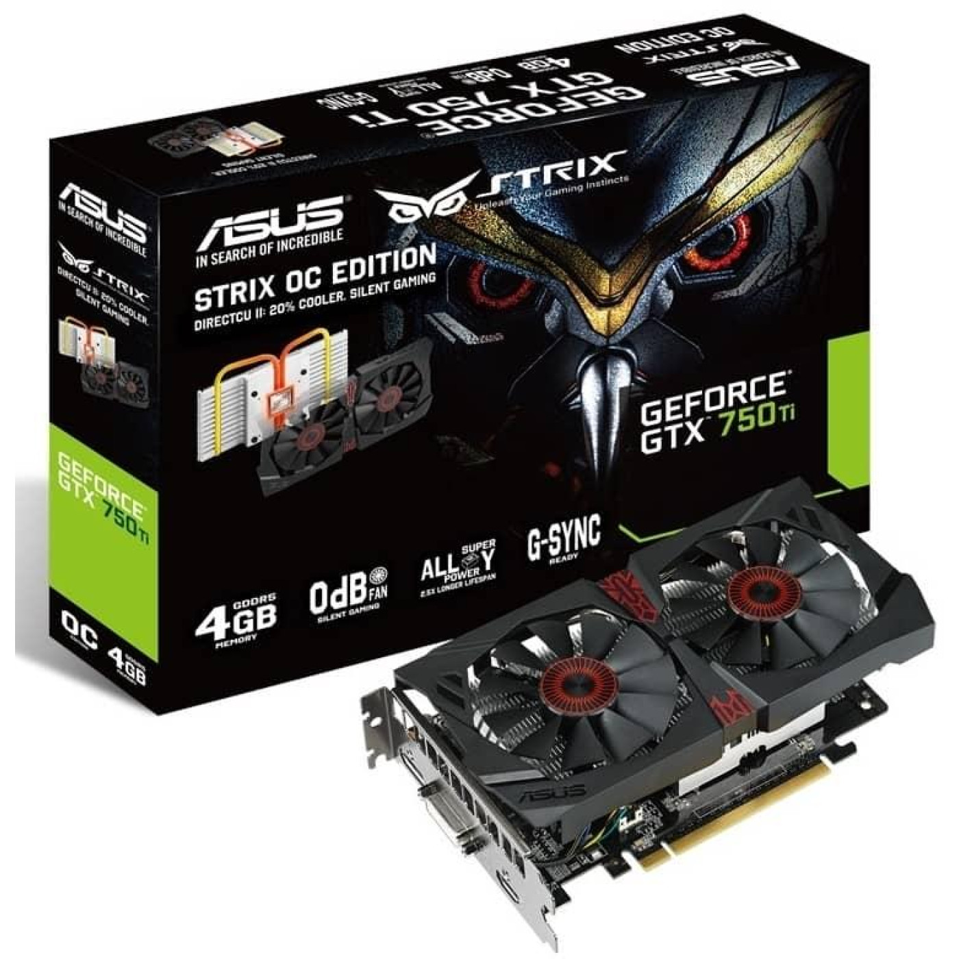 Видеокарта ASUS GTX 750Ti 4Gb STRIX (STRIX-GTX750TI-DC2OC-4GD5) (GDDR5, 128 bit, PCI-E 3.0 x16) Б/у