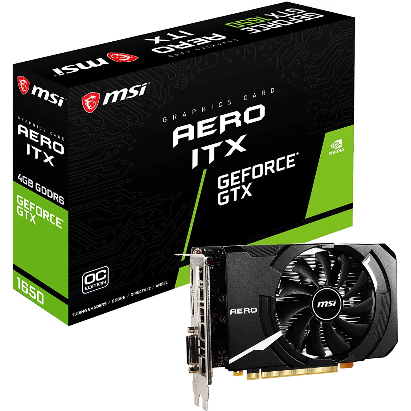 Відеокарта MSI GTX 1650 4Gb D6 AERO ITX OC (GTX 1650 D6 AERO ITX OC) (GeForce GTX 1650 D6 AERO ITX OC) (GDDR6, 128 bit, PCI-E v3.0) Б/в