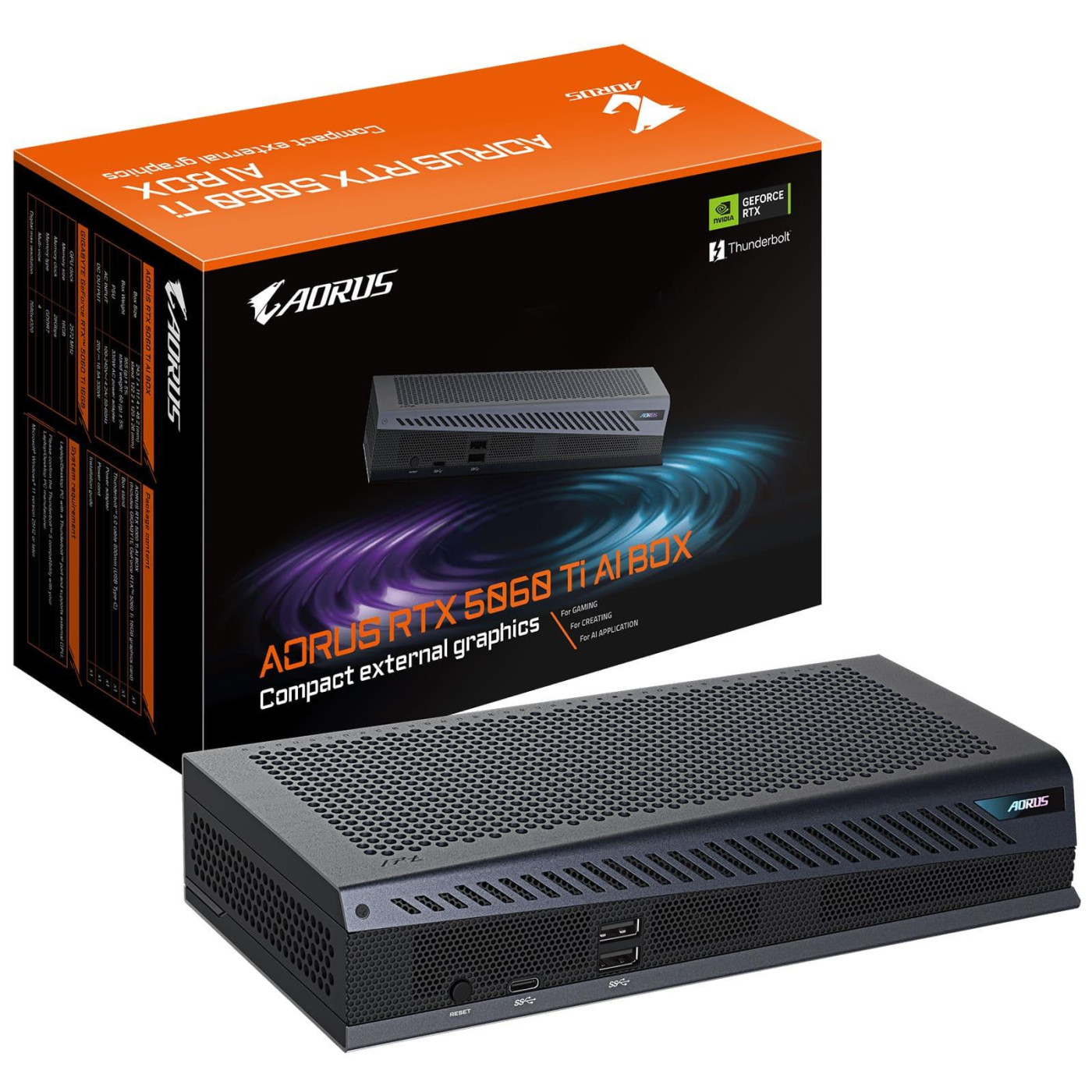 Відеокарта Gigabyte RTX 5060 Ti 16GB AORUS AI BOX (GV-N506TIXEB-16GD) (GDDR7, 128 bit, PCI-E v5.0 x8)