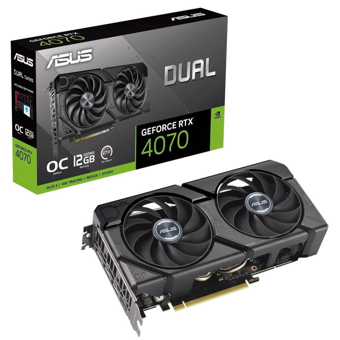 Відеокарта ASUS RTX 4070 12GB DUAL EVO (DUAL-RTX4070-O12G-EVO) (GDDR6X, 192 bit, PCI-E v4.0) Б/в