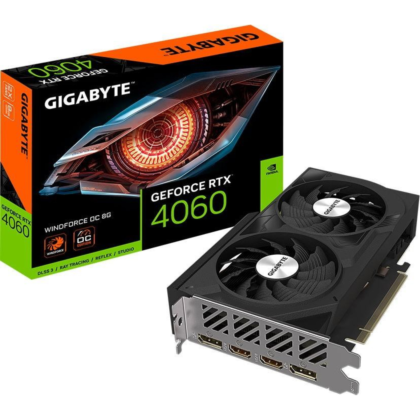 Видеокарта Gigabyte RTX 4060 8GB Windforce OC (GV-N4060WF2OC-8GD) (GDDR6, 128 bit, PCI-E v4.0) Б/у