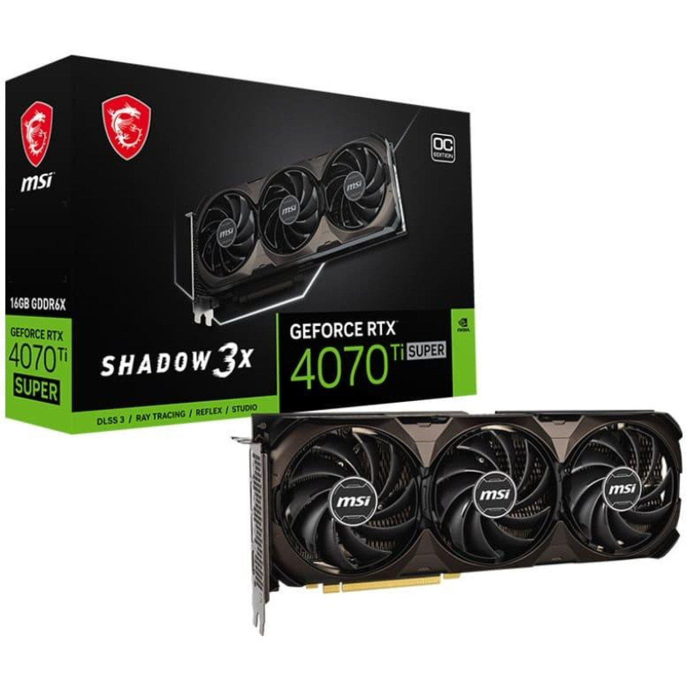 Відеокарта MSI RTX 4070 Ti SUPER 16GB SHADOW 3X OC (RTX 4070 Ti SUPER 16G SHADOW 3X OC) (GDDR6X, 256 bit, PCI-E v4.0 x16) U1