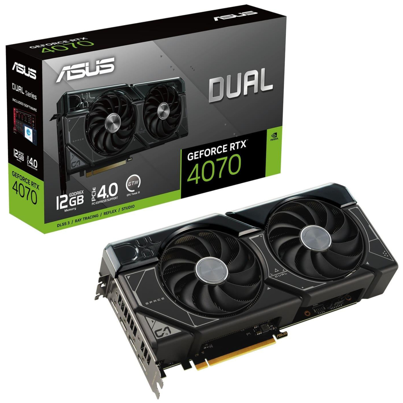 Видеокарта ASUS RTX 4070 12Gb Dual (DUAL-RTX4070-12G) (GDDR6X, 192 bit, PCI-E 4.0 x16) Б/у