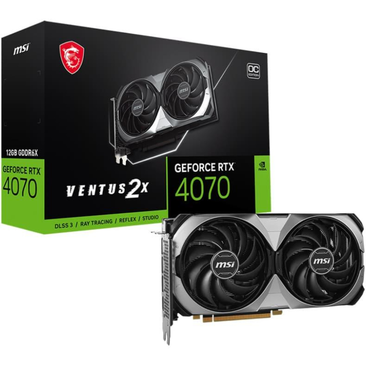 Відеокарта MSI RTX 4070 12Gb VENTUS 2X E OC (RTX 4070 VENTUS 2X E 12G OC) (GDDR6X, 192 bit, PCI-E 4.0 x16)