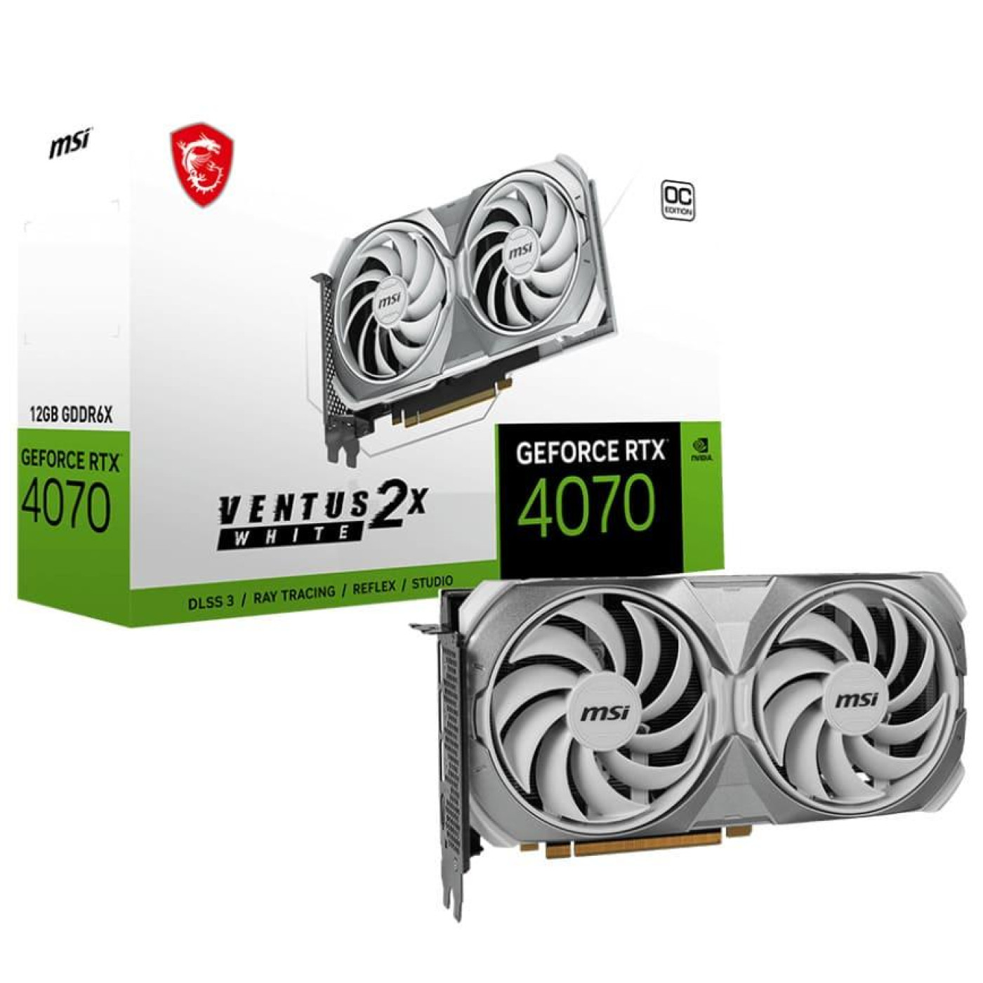 Видеокарта MSI RTX 4070 12GB VENTUS 2X WHITE (GeForce RTX 4070 VENTUS 2X WHITE 12G OC) (GDDR6X, 192 bit, PCI-E 4.0 x16)