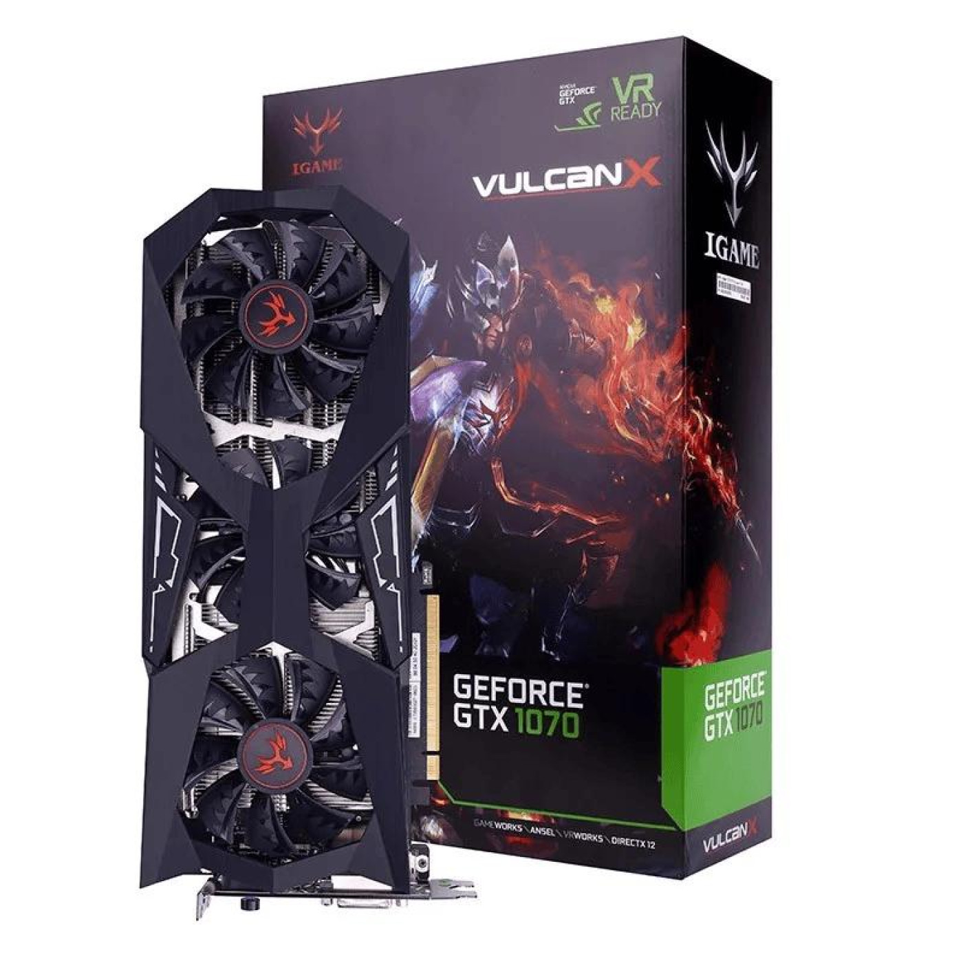 Відеокарта Colorful iGame GTX 1070 8Gb Vulcan X OC (090210HWA1V) (GDDR5, 256 bit, PCI-E 3.0 x16) Б/в