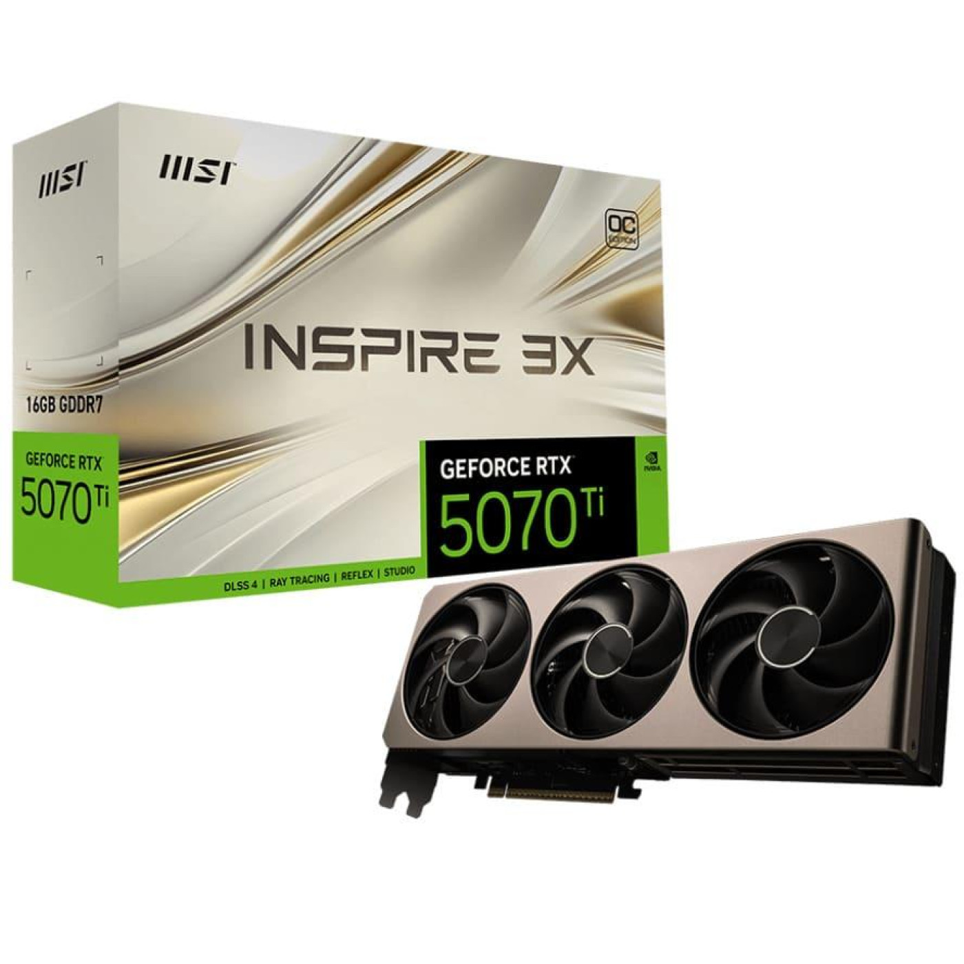 Відеокарта MSI RTX 5070 Ti 16G INSPIRE 3X OC (RTX 5070 Ti 16G INSPIRE 3X OC) (GDDR7, 256 bit, PCI-E v5.0 x16)