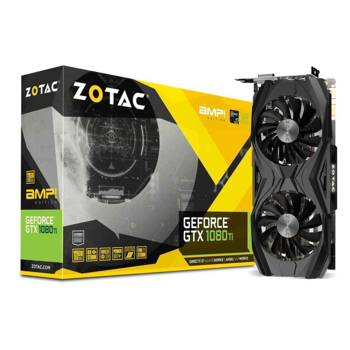 Відеокарта Zotac GTX 1080Ti 11Gb AMP Edition (ZT-P10810D-10P) (GDDR5X, 352 bit, PCI-E 3.0 x16) Б/в