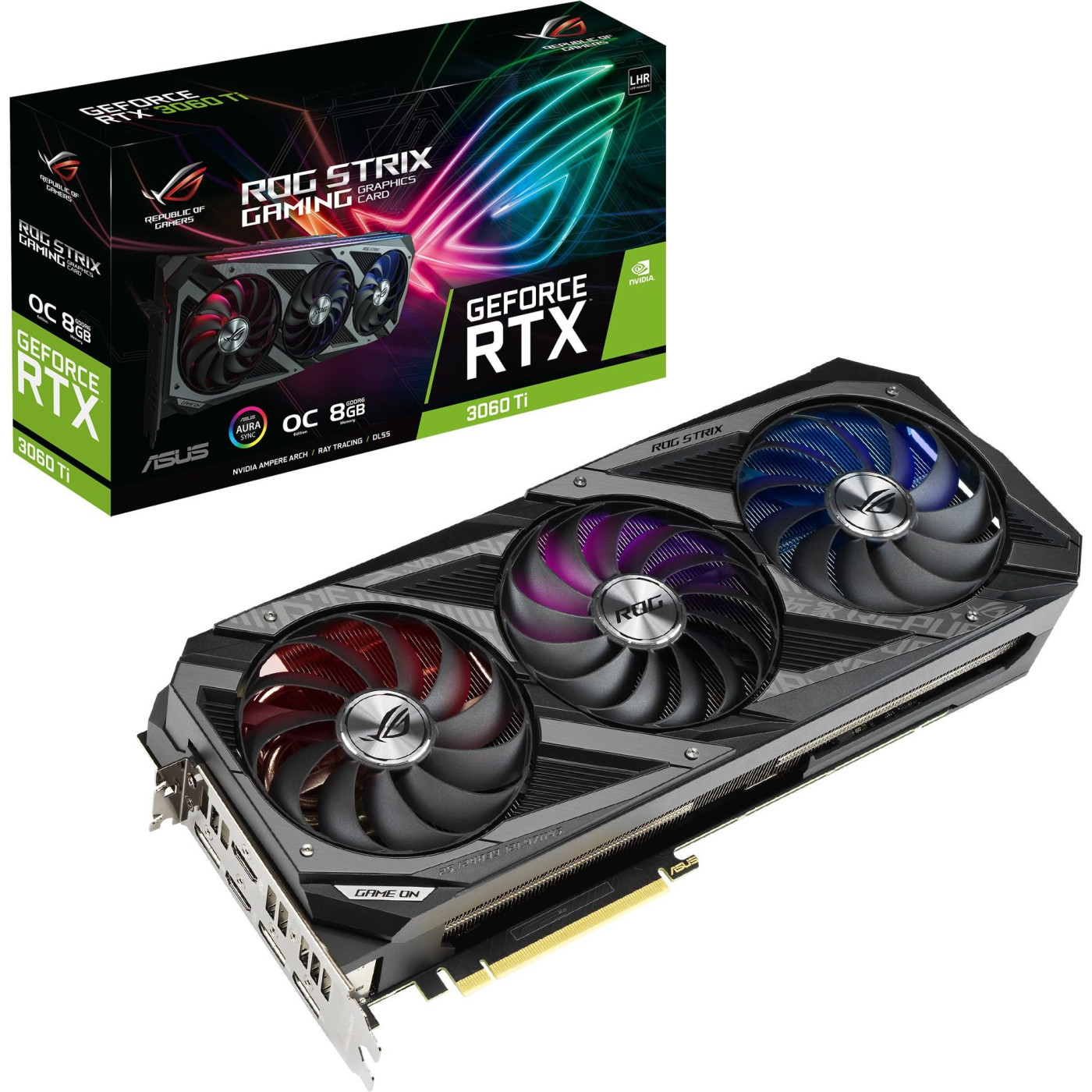 Відеокарта ASUS RTX 3060Ti 8Gb ROG Strix V2 Gaming OC LHR (ROG-STRIX-RTX3060TI-O8G-V2-GAMING) (GDDR6, 256 bit, PCI-E v4.0 x16) Б/в