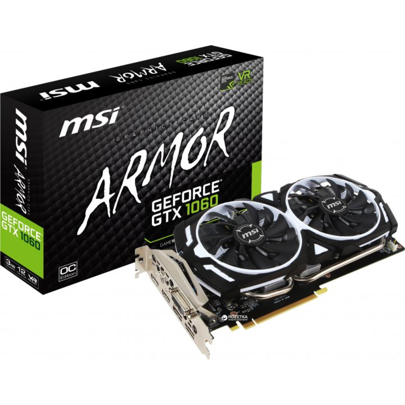 Відеокарта MSI GTX 1060 3Gb Armor OCV1 (GTX 1060 ARMOR 3G OCV1) (GDDR5, 192 bit, PCI-E v3.0) Б/в