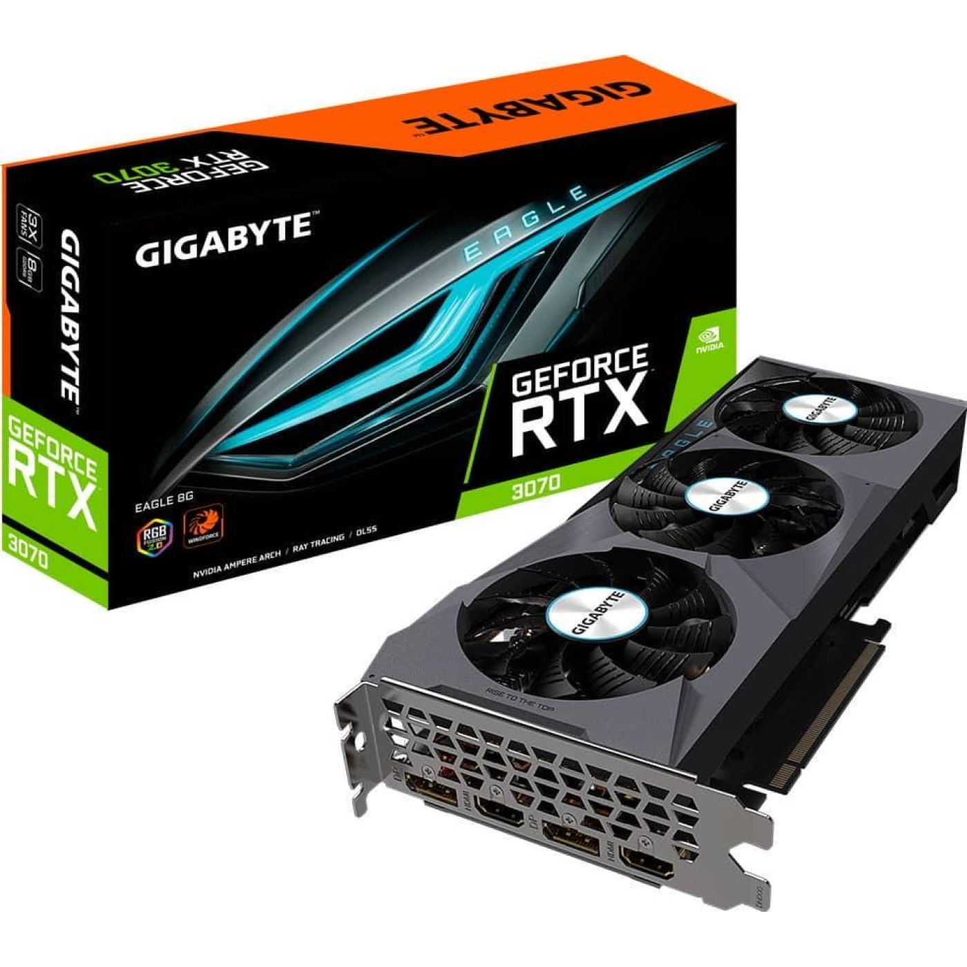Видеокарта Gigabyte RTX 3070 8Gb EAGLE OC LHR (GV-N3070EAGLE OC-8GD rev 2.0) (GV-N3070EAGLE OC-8GD rev 2.0) (GDDR6, 256 bit, PCI-E 4.0 x16) Б/у