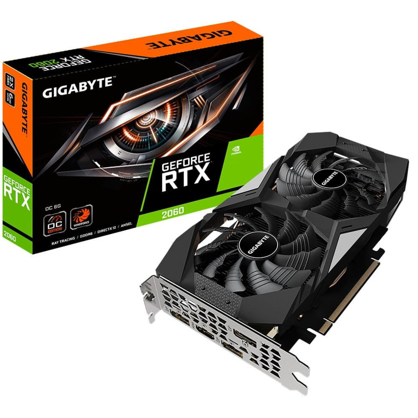 Відеокарта Gigabyte RTX 2060 6Gb OC (GV-N2060OC-6GD) (GDDR6, 192 bit, PCI-E 3.0 x16) Б/в