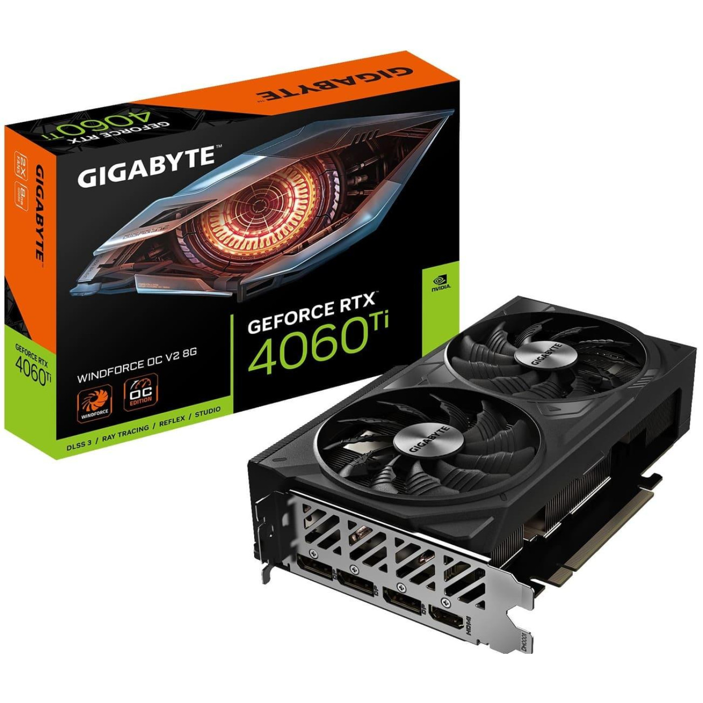 Видеокарта Gigabyte RTX 4060 Ti 8Gb WINDFORCE OC V2 (GV-N406TWF2OC-8GD) (GV-N406TWF2OCV2-8GD) (GDDR6, 128 bit, PCI-E v4.0 x8) Б/у