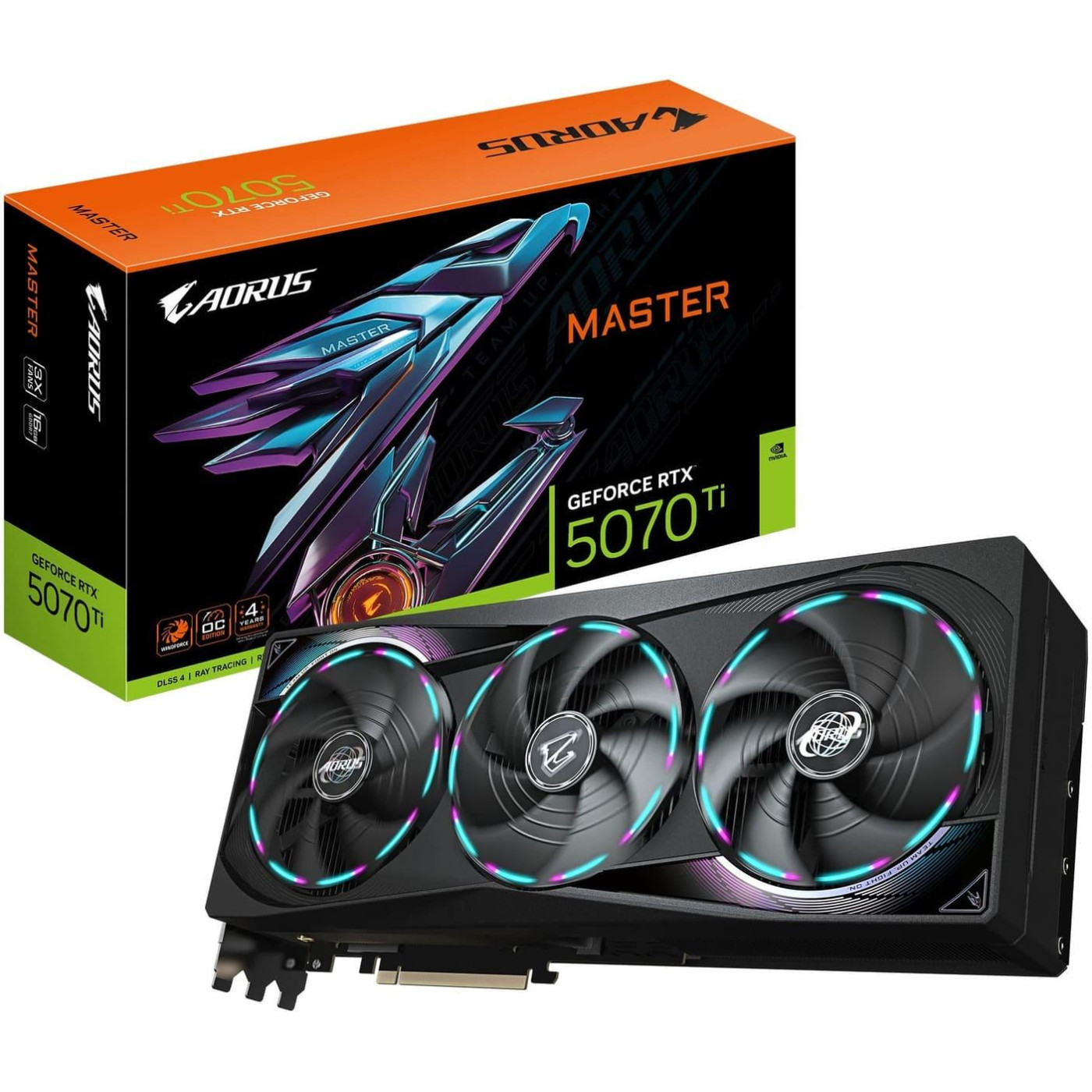 Відеокарта Gigabyte RTX 5070 Ti 16GB AORUS MASTER (GV-N507TAORUS M-16GD) (GDDR7, 256 bit, PCI-E v5.0 x16)