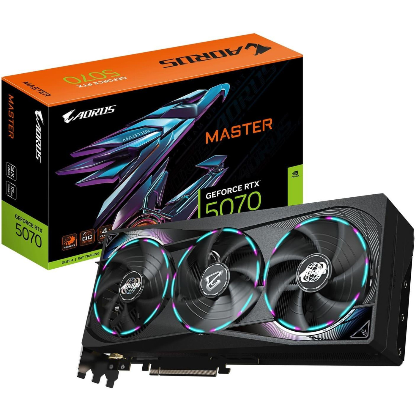 Відеокарта Gigabyte RTX 5070 12GB AORUS MASTER (GV-N5070AORUS M-12GD) (GDDR7, 192 bit, PCI-E v5.0 x16)