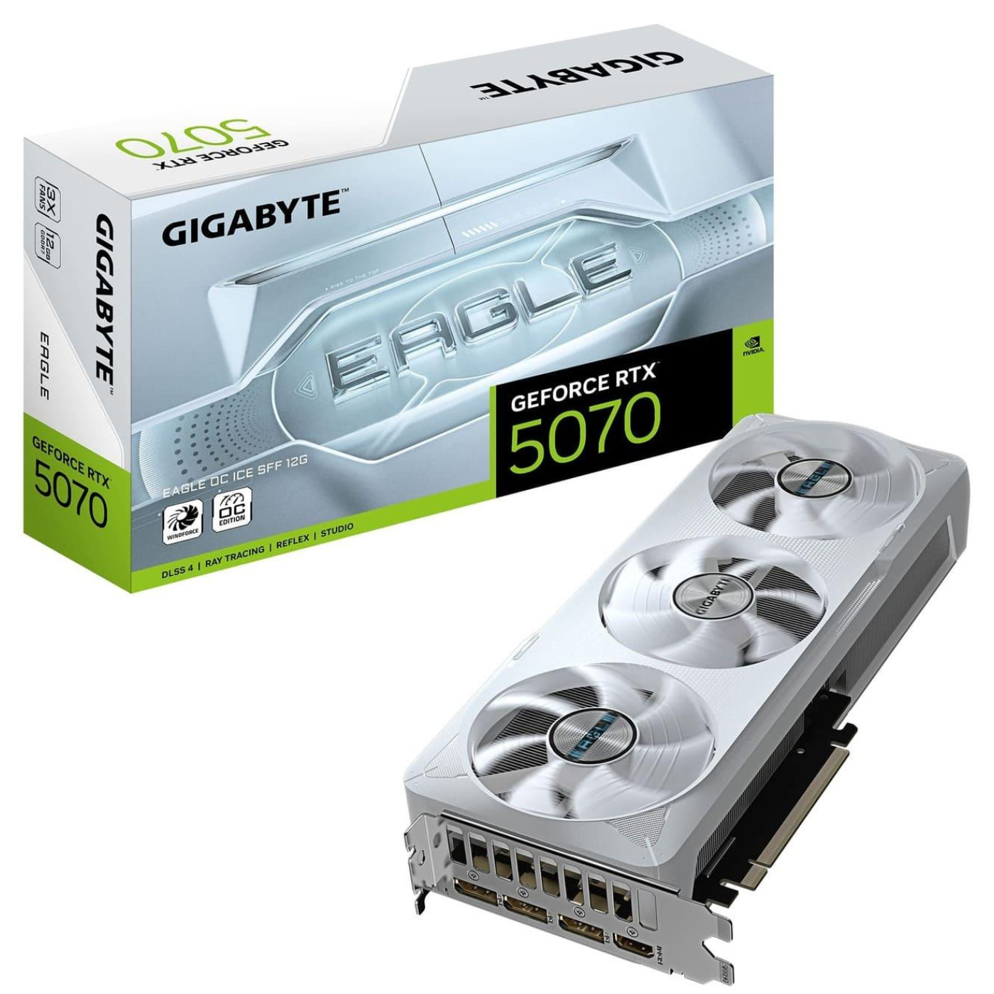 Видеокарта Gigabyte RTX 5070 12GB EAGLE OC ICE SFF (GV-N5070EAGLEOC ICE-12GD) (GDDR7, 192 bit, PCI-E v5.0 x16)