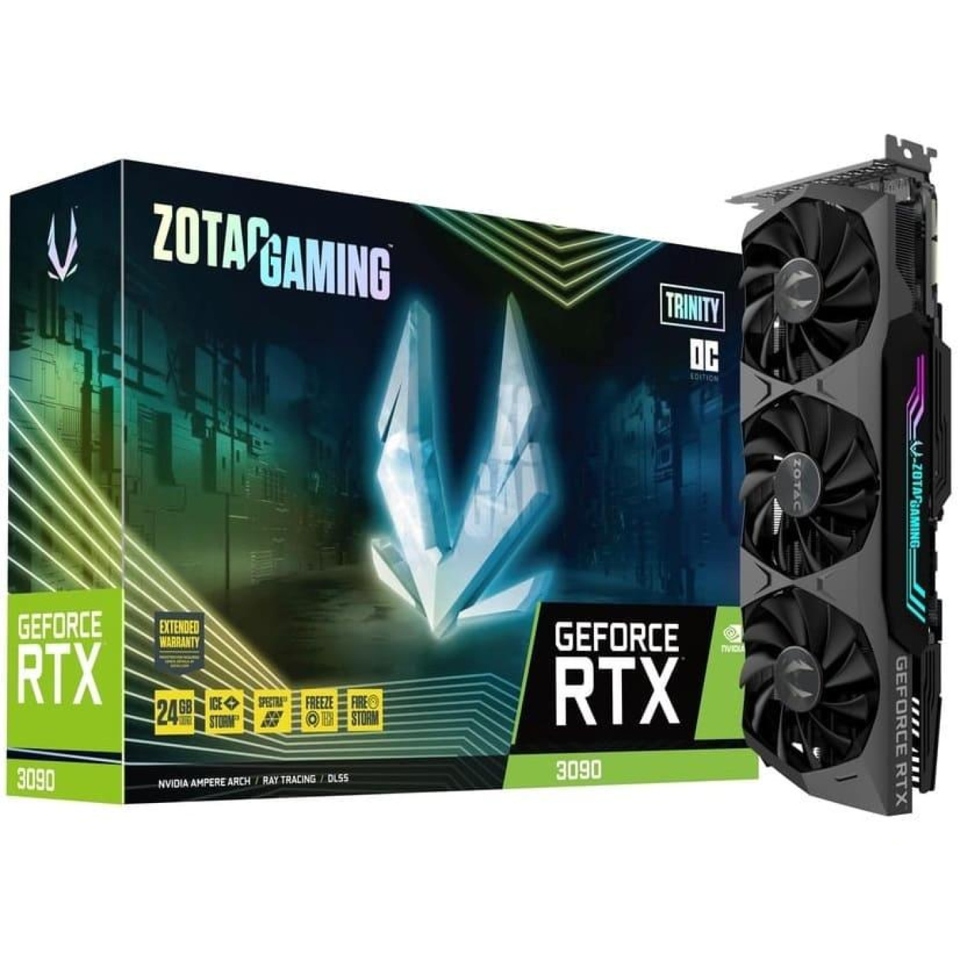 Видеокарта Zotac RTX 3090 24Gb Trinity OC (ZT-A30900J-10P) (GDDR6X, 384 bit, PCI-E v4.0) Б/у