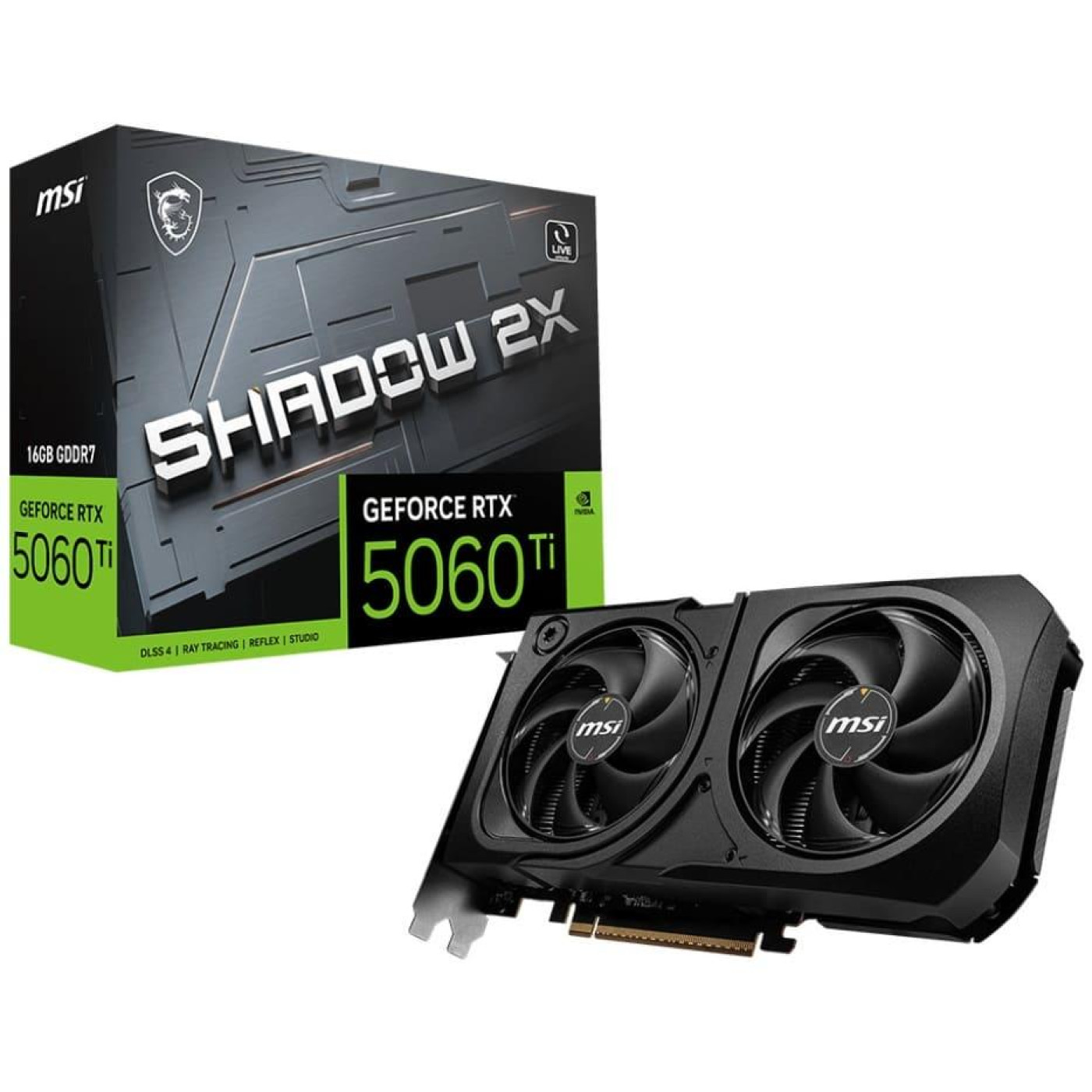 Відеокарта MSI RTX 5060 Ti 16GB SHADOW 2X PLUS (RTX 5060 Ti 16G SHADOW 2X PLUS) (GDDR7, 128 bit, PCI-E v5.0 x8)