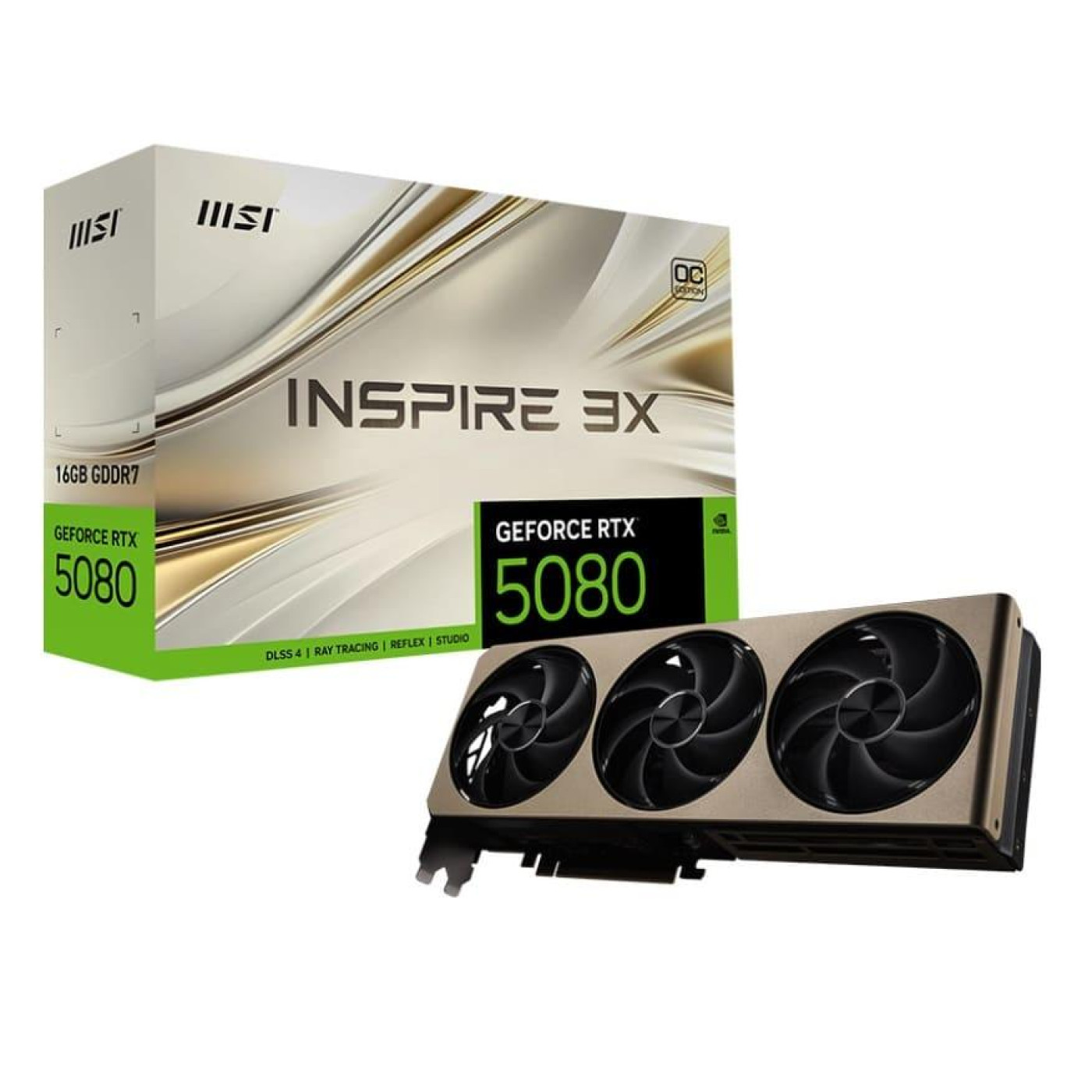 Відеокарта MSI RTX 5080 16G INSPIRE 3X OC (RTX 5080 16G INSPIRE 3X OC) (GDDR7, 256 bit, PCI-E v5.0 x16)