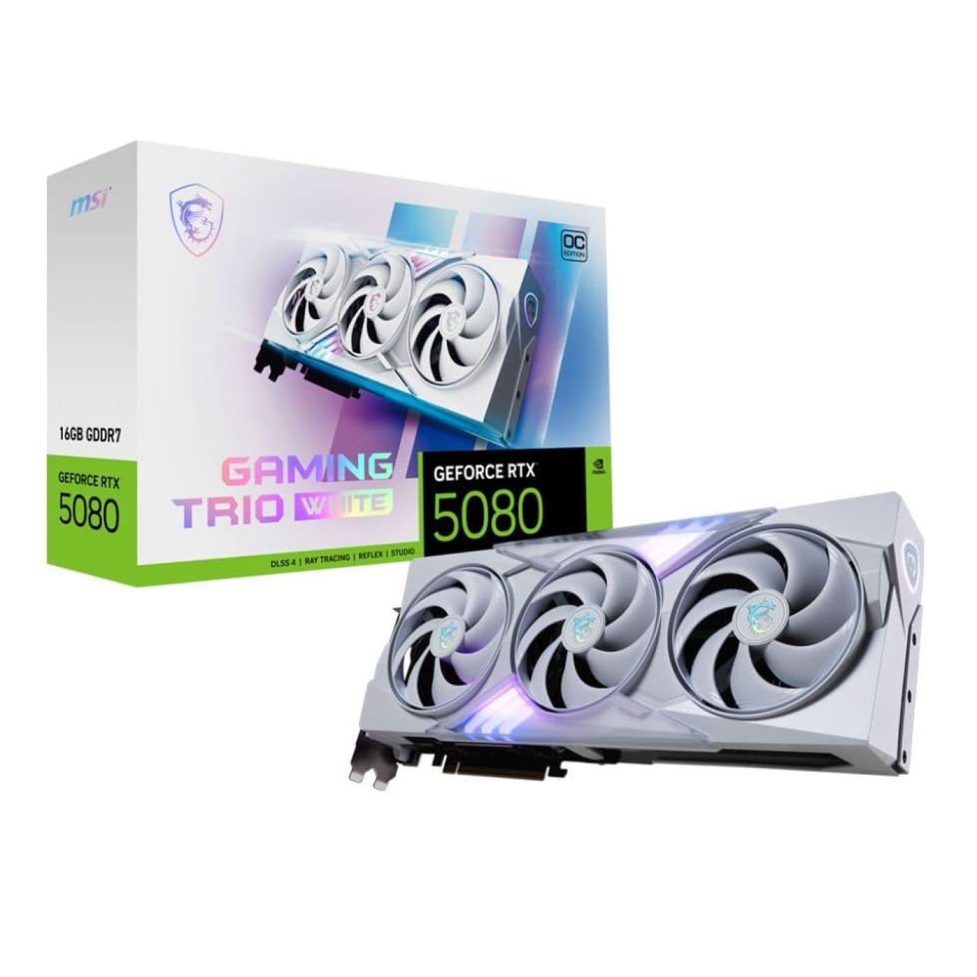 Відеокарта MSI RTX 5080 16G GAMING TRIO OC WHITE (RTX 5080 16G GAMING TRIO OC WHITE) (GDDR7, 256 bit, PCI-E v5.0 x16)