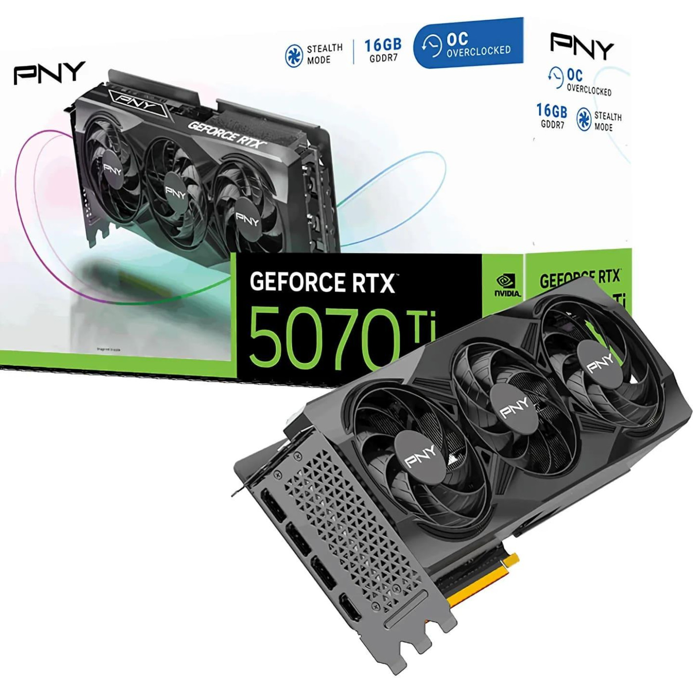 Відеокарта PNY RTX 5070 Ti 16GB Overclocked Triple Fan OC (VCG5070T16TFXPB1-O) (GDDR7, 256 bit, PCI-E v5.0 x16)