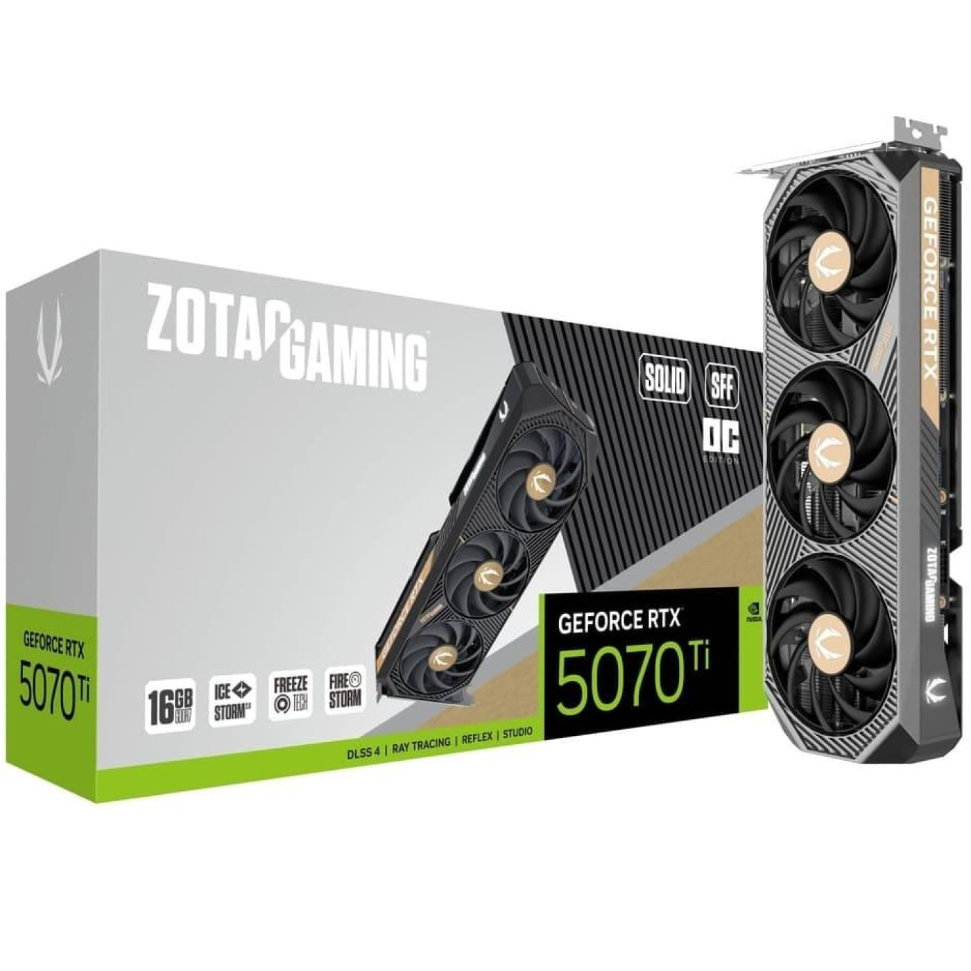 Відеокарта Zotac RTX 5070 Ti 16Gb GAMING SOLID SFF OC (ZT-B50710J3-10P) (GDDR7, 256 bit, PCI-E v5.0 x16)