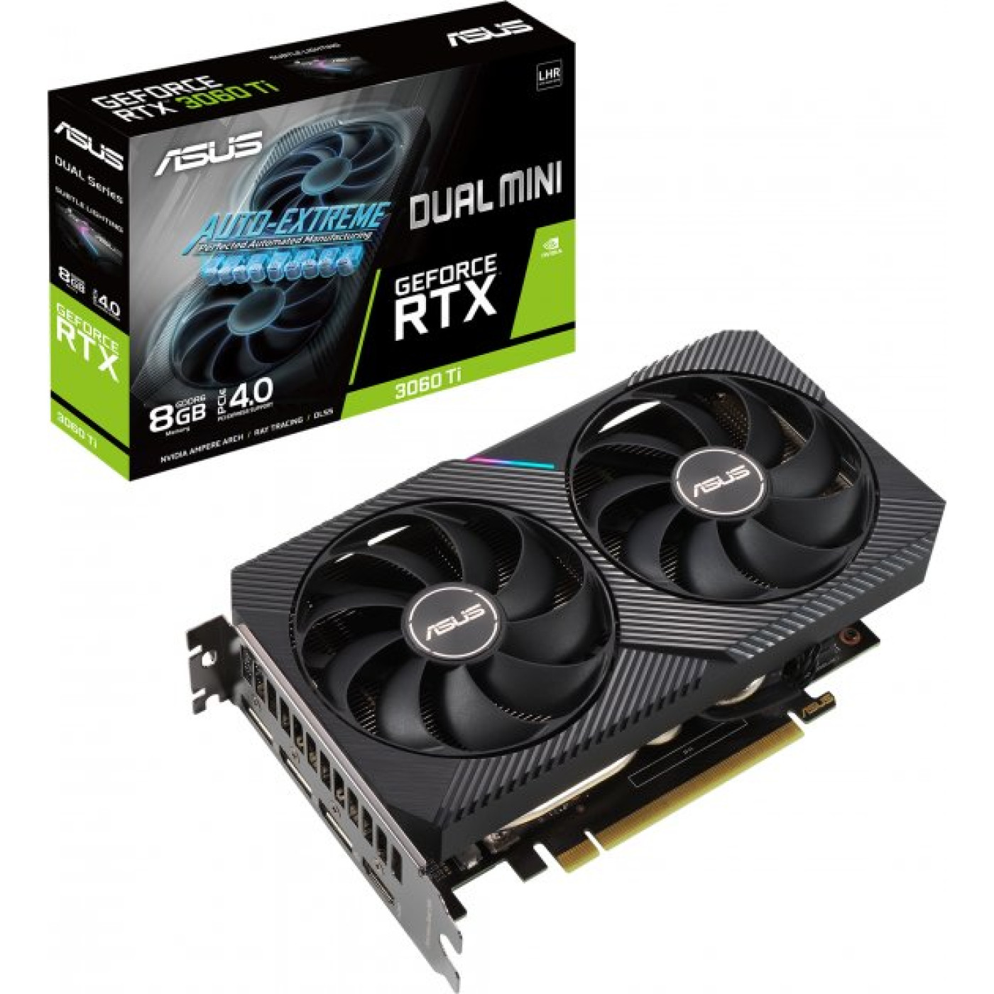 Відеокарта ASUS RTX 3060Ti 8Gb Mini V2 LHR (DUAL-RTX3060TI-8G-MINI-V2) (GDDR6, 256 bit, PCI-E v4.0 x16) Б/в