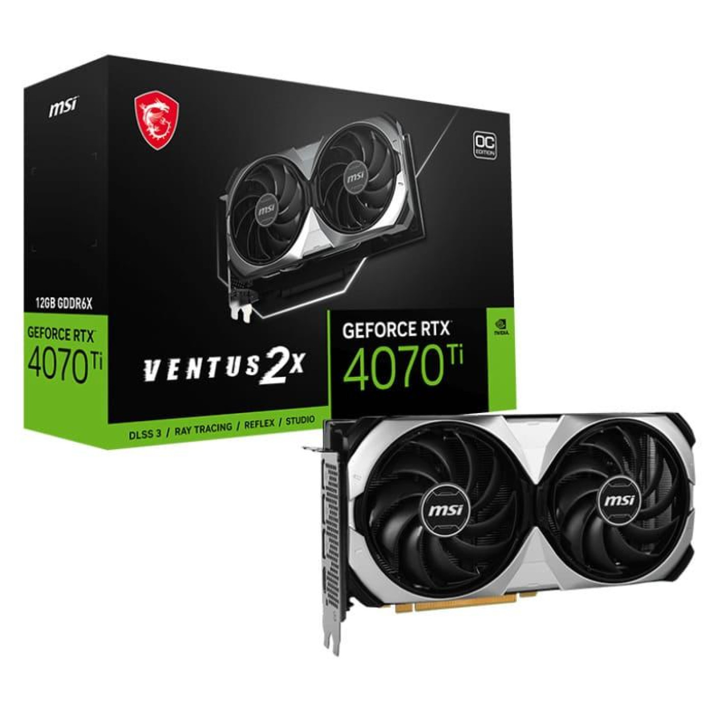Видеокарта MSI RTX 4070 Ti 12GB VENTUS 2X OC (RTX 4070 Ti VENTUS 2X 12G OC) (GDDR6X, 192 bit, PCI-E 4.0 x16)