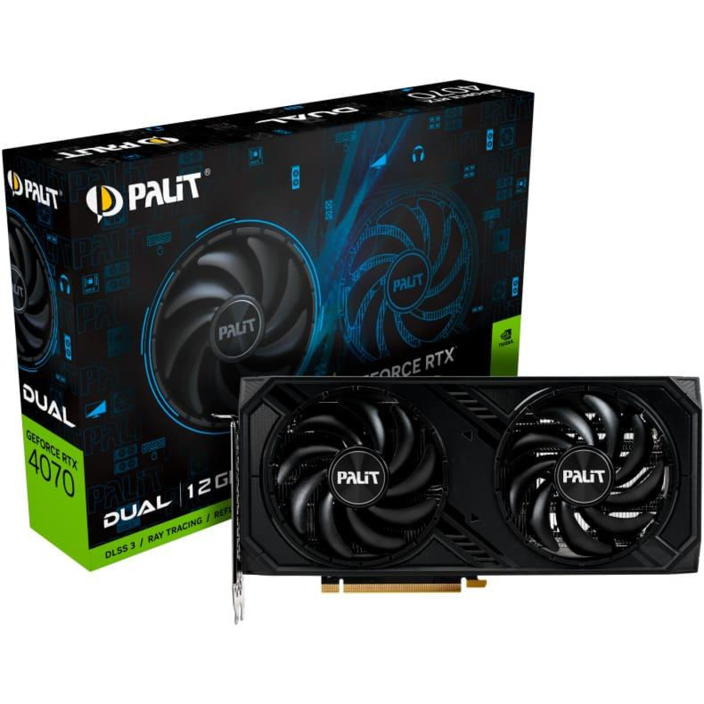 Видеокарта Palit RTX 4070 12GB Dual (NED4070019K9-1047D) (GDDR6X, 192 bit, PCI-E v4.0 x16) Б/у