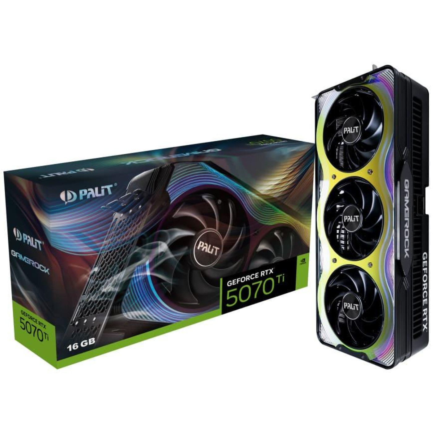 Видеокарта Palit RTX 5070 Ti 16Gb GameRock (NE7507T019T2-GB2030G) (GDDR7, 256 bit, PCI-E v5.0 x16) Б/у