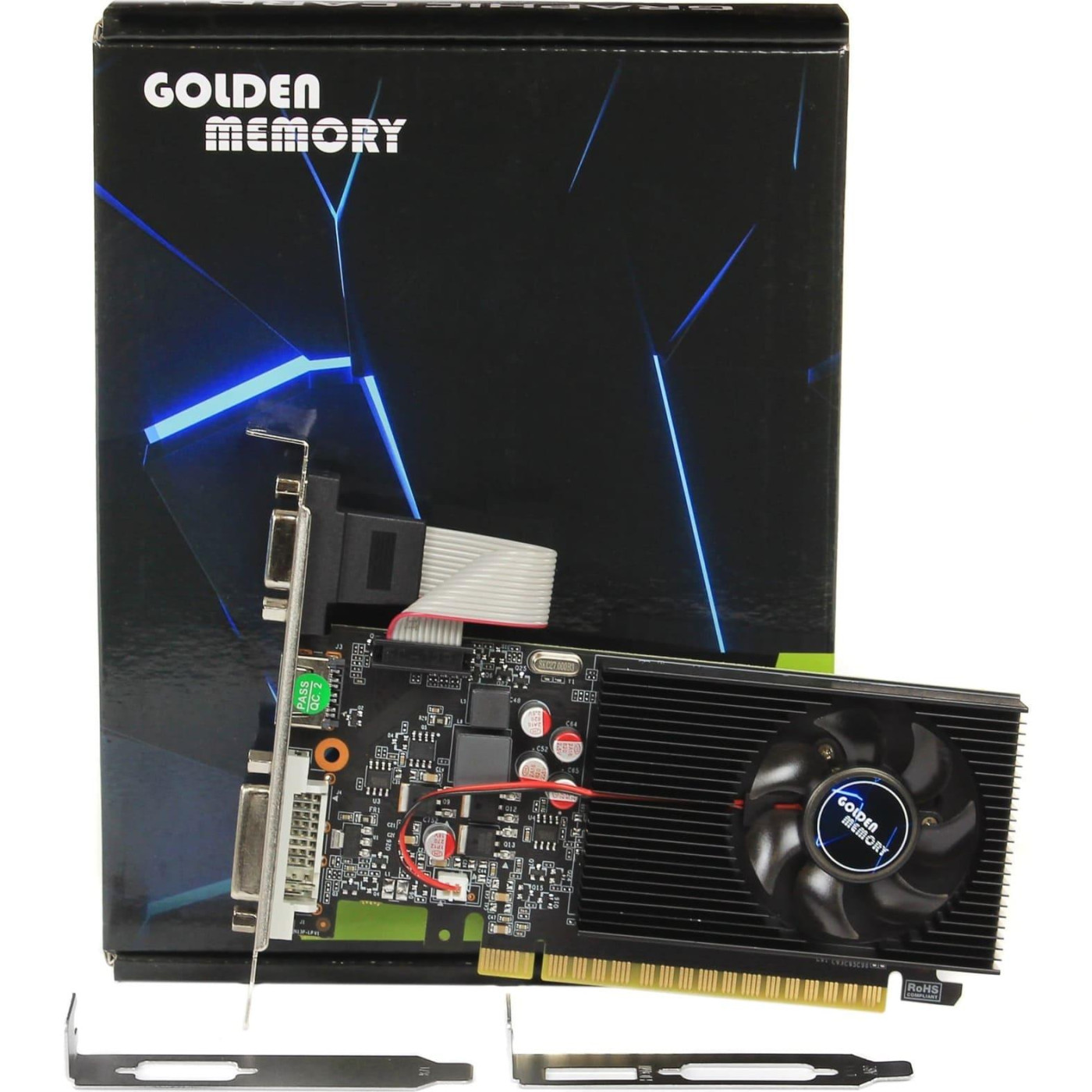 Видеокарта Golden Memory GT 730 2Gb GDDR3, 128-bit, VGA/DVI/HDMI, 700/1333 MHz, Low Profile (GT730D32G128BIT) (GDDR3, PCI-E 3.0 x16)