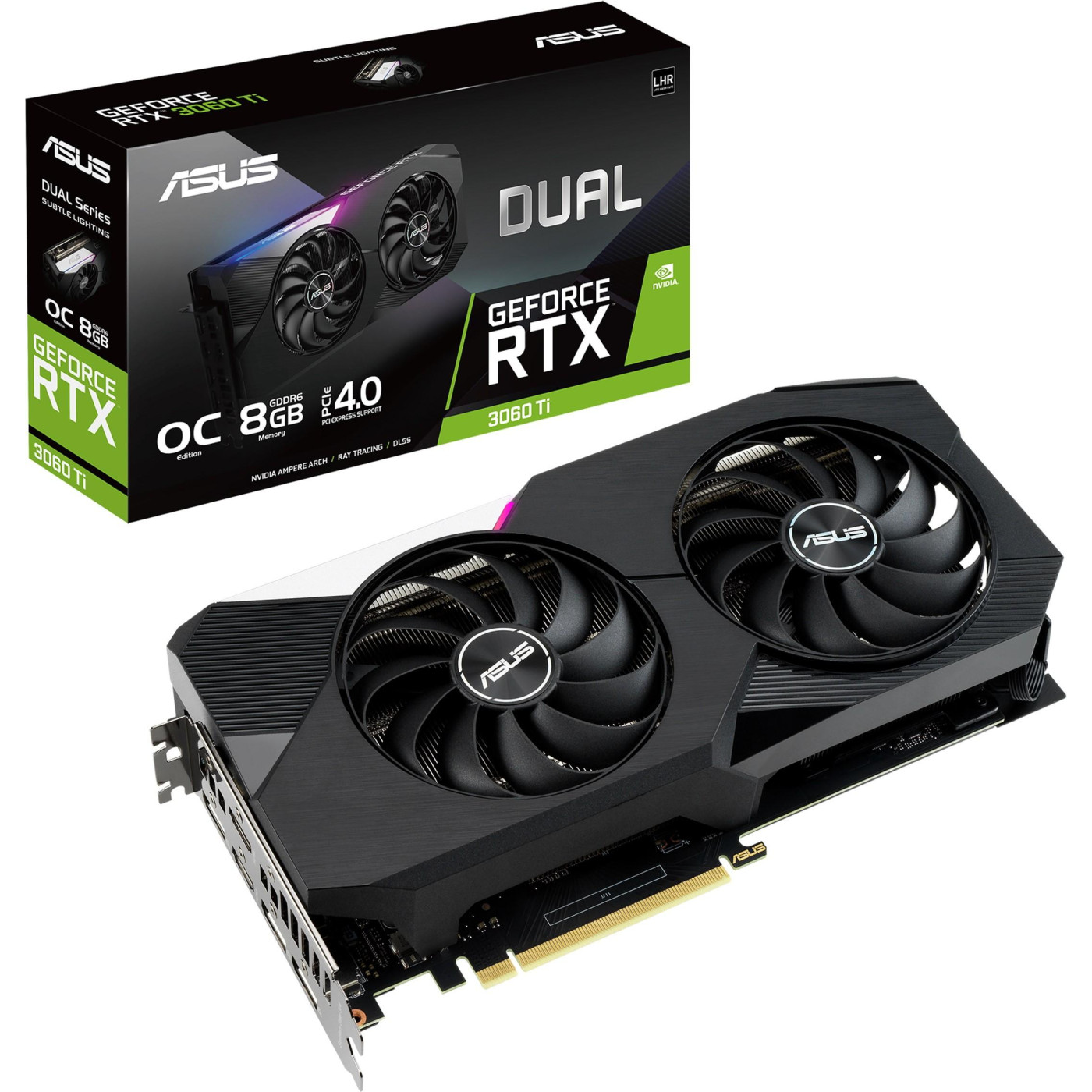 Видеокарта ASUS RTX 3060Ti 8Gb Dual OC (DUAL-RTX3060TI-O8G) (GDDR6, 256 bit, PCI-E v4.0 x16) Б/у