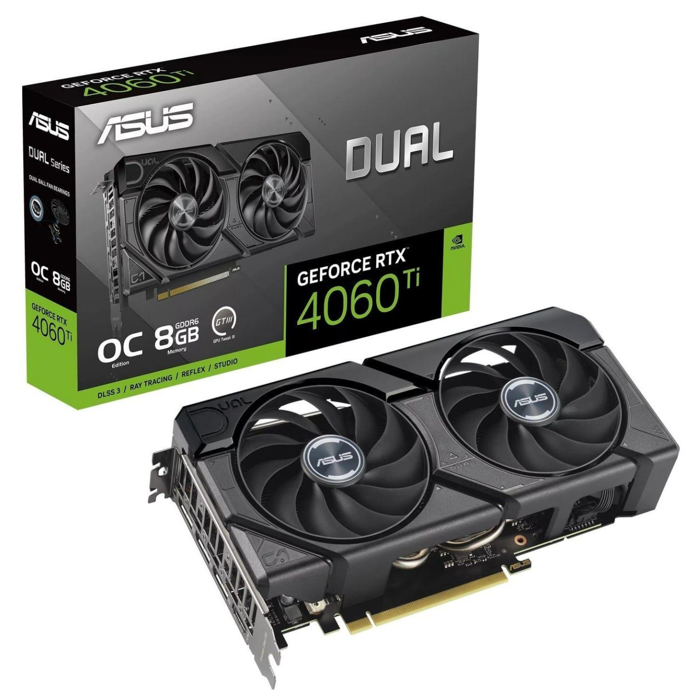 Відеокарта ASUS RTX 4060 Ti 8GB DUAL OC EVO (DUAL-RTX4060TI-O8G-EVO) (GDDR6, 128 bit, PCI-E v4.0)